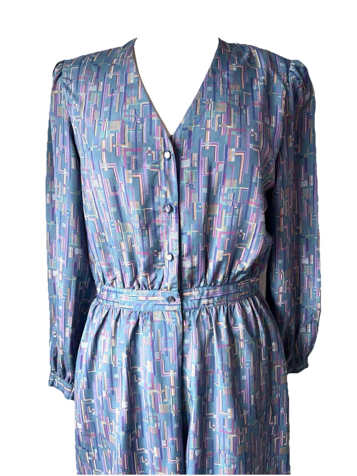 Vintage 80s Silksensible Tea Dress Size 14 Shoulder Pads Retro Cottagecore EUC