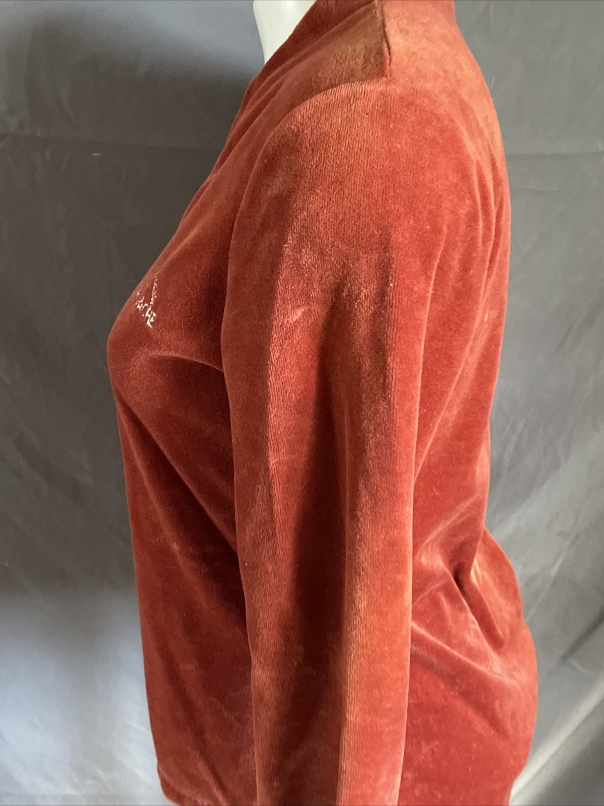 Vintage 1970s Terry Velour Top Jordache Horse Pullover Shirt Rust Brown Sz S