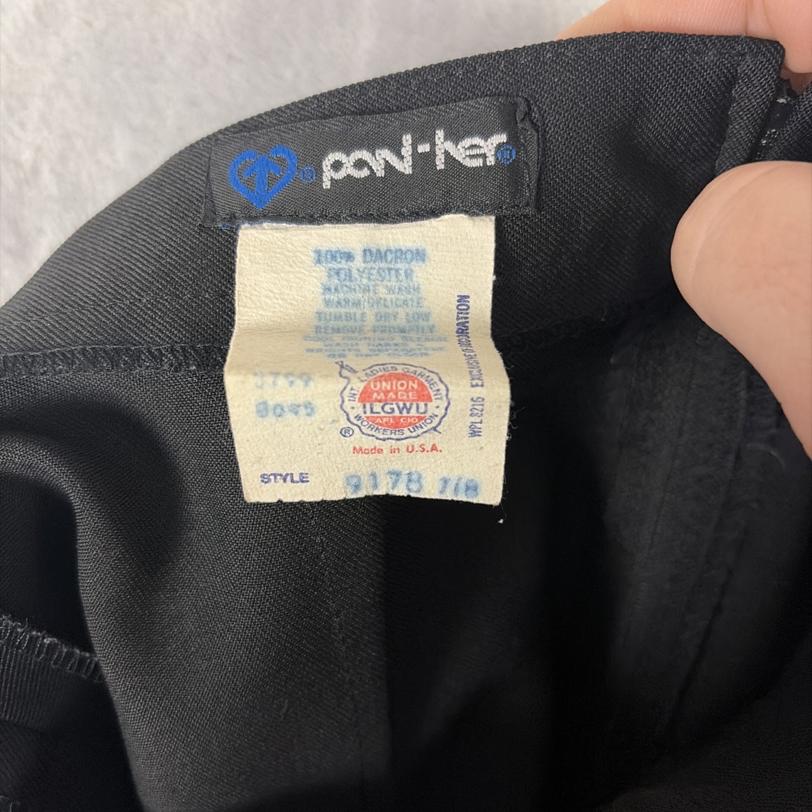 Vintage Union Made Pan-her Black Pleated Back Zipper A Line Skirt Size 7/8