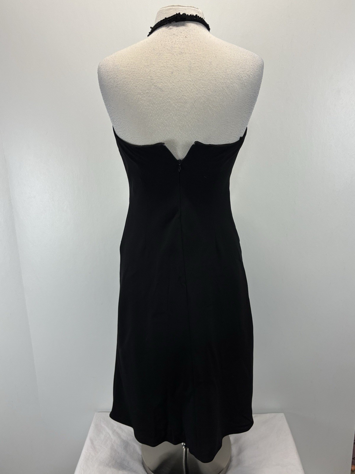 Vtg Evan Picone Beaded Neck Cocktail Dress Womens 6 Black Party Classy 90s