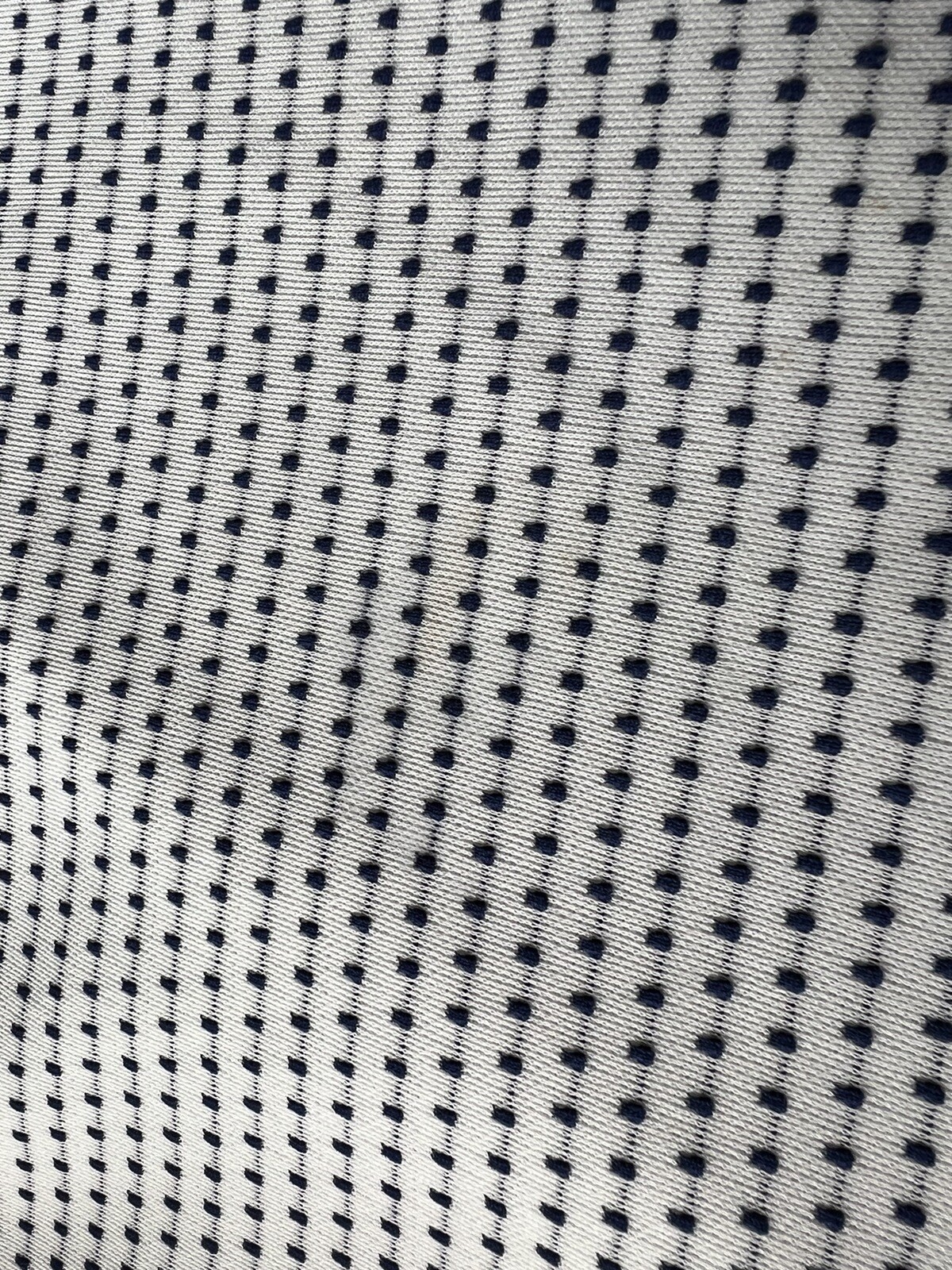 Navy Blue White Textured Geometric Pattern Knit Fabric VINTAGE 64″W X 116″L(B18)