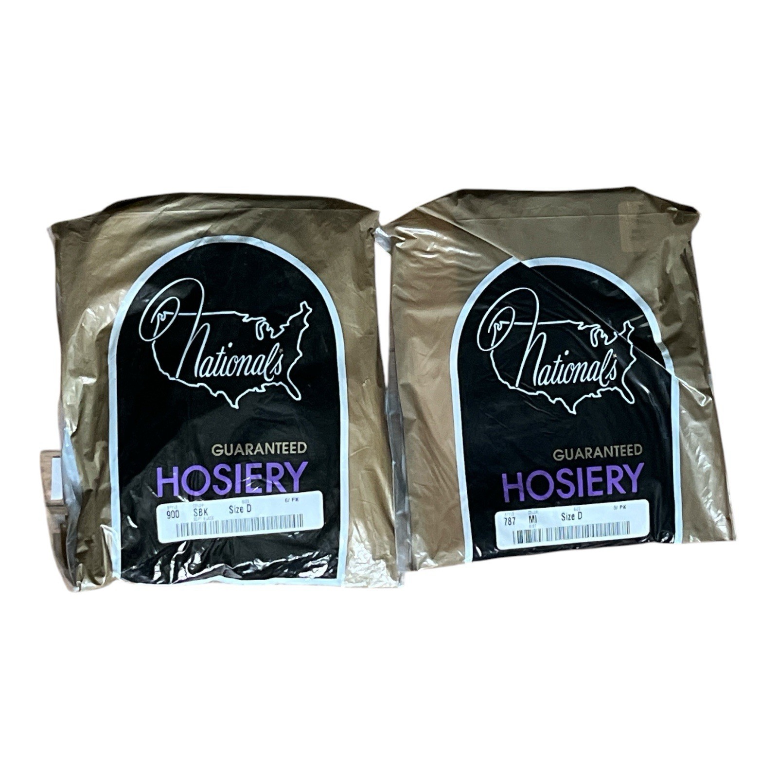 Vintage National’s Hosiery Size D 6 Pack Soft Black & 3 Pack Mist NEW T8-12