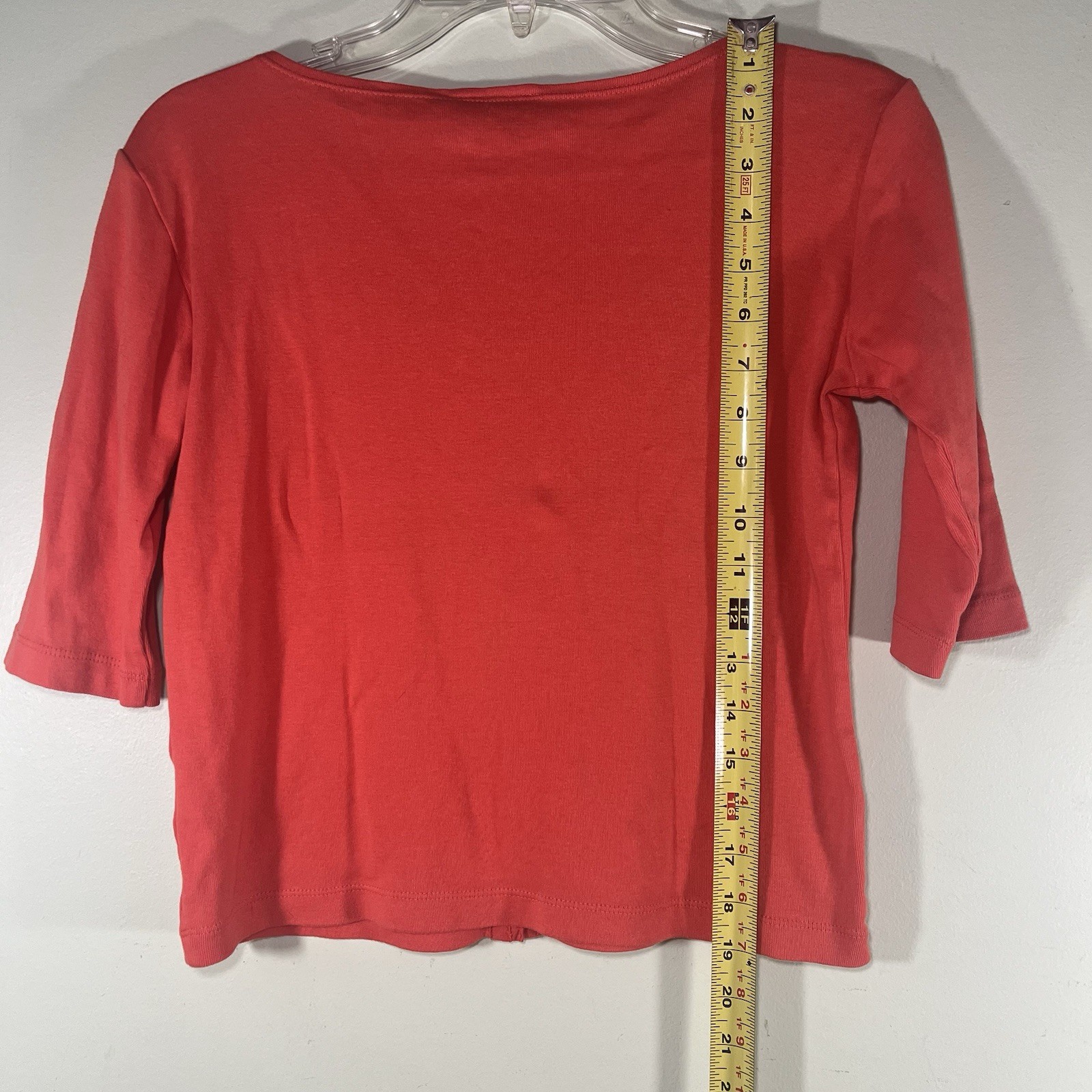 Y2K Vintage DKNY Top Shirt Size Small Cotton ORANGE Scoop Clasp Front Women’s