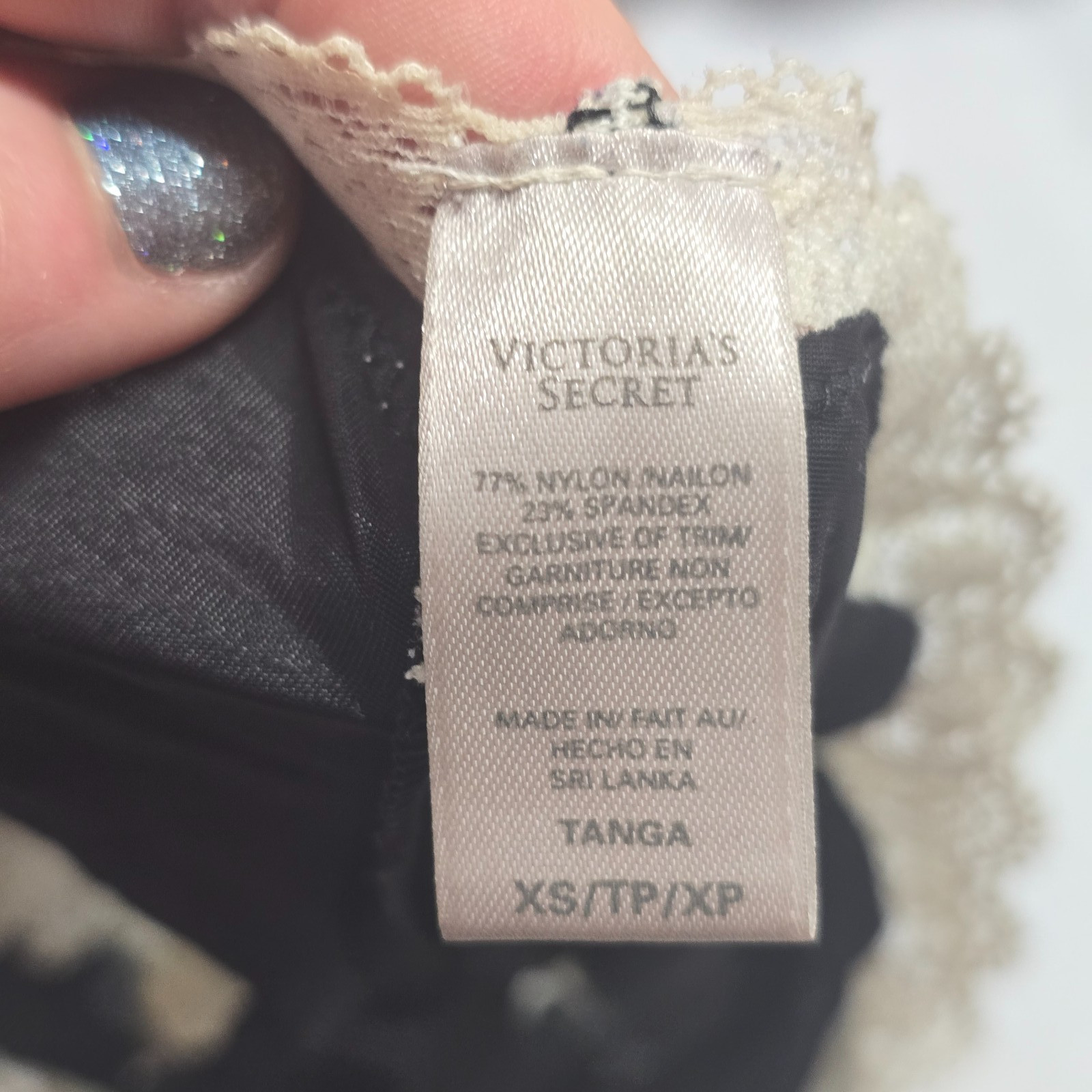 Y2K Victoria’s Secret vintage Dream Angels Black Lace Tanga Panties XS 2011 READ