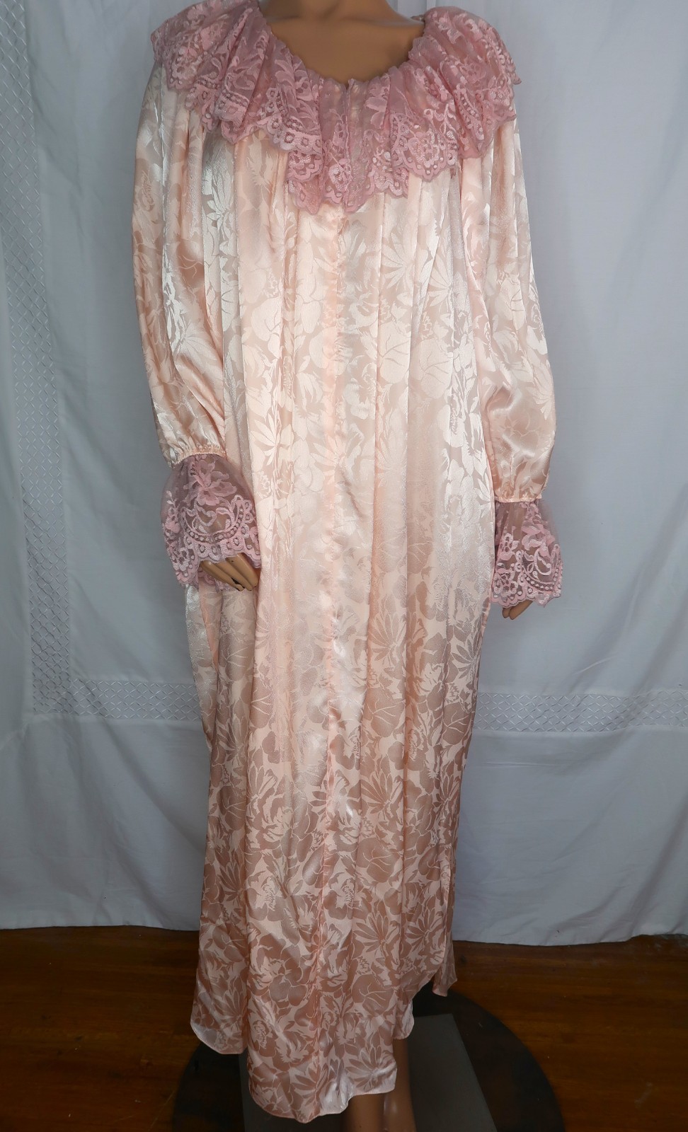 Vintage Ruth Norman Neiman Marcus Brocade Lace Caftan Robe Maxi Dress Nightgown