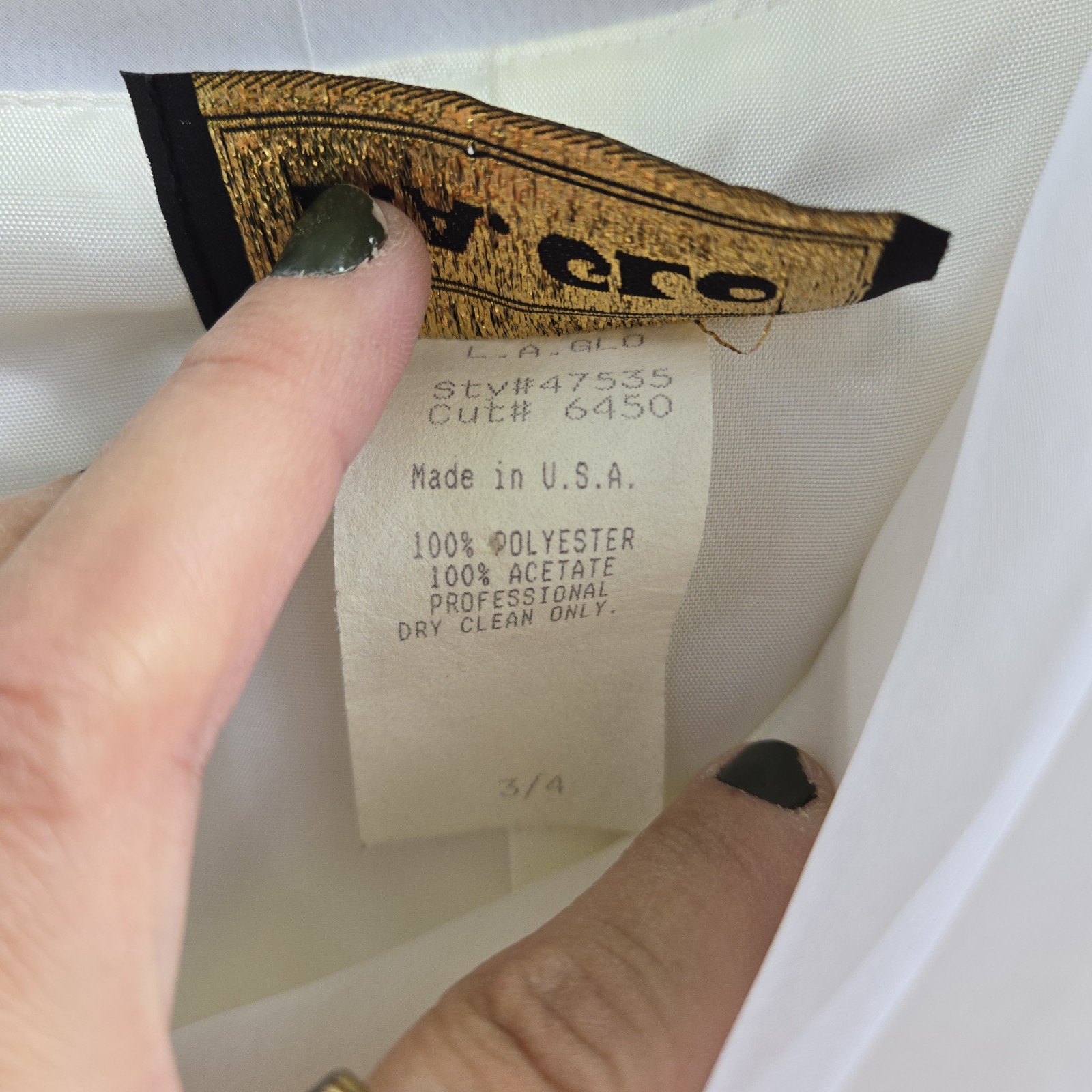 Vintage L.A.GLO White Sheer Sleeve Off Shoulder Formal/ Wedding Dress, SIZE 3/4