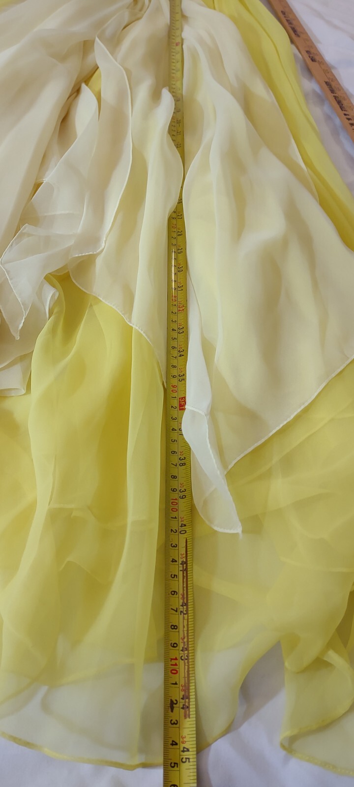 Vintage Kiki Hart NY Two Tone Yellow Chiffon Gown W Trailing Cape Grace Kelly