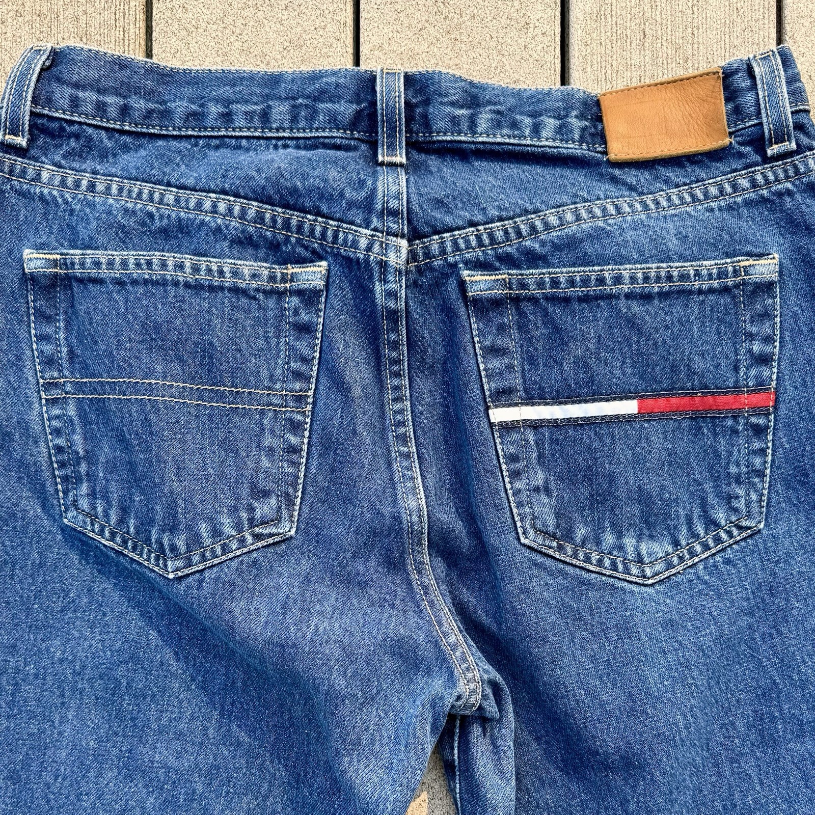 VTG Y2K 90s Tommy Hilfiger Women Sz 6 Denim Jeans Boyfriend Flag Pocket Boot Leg