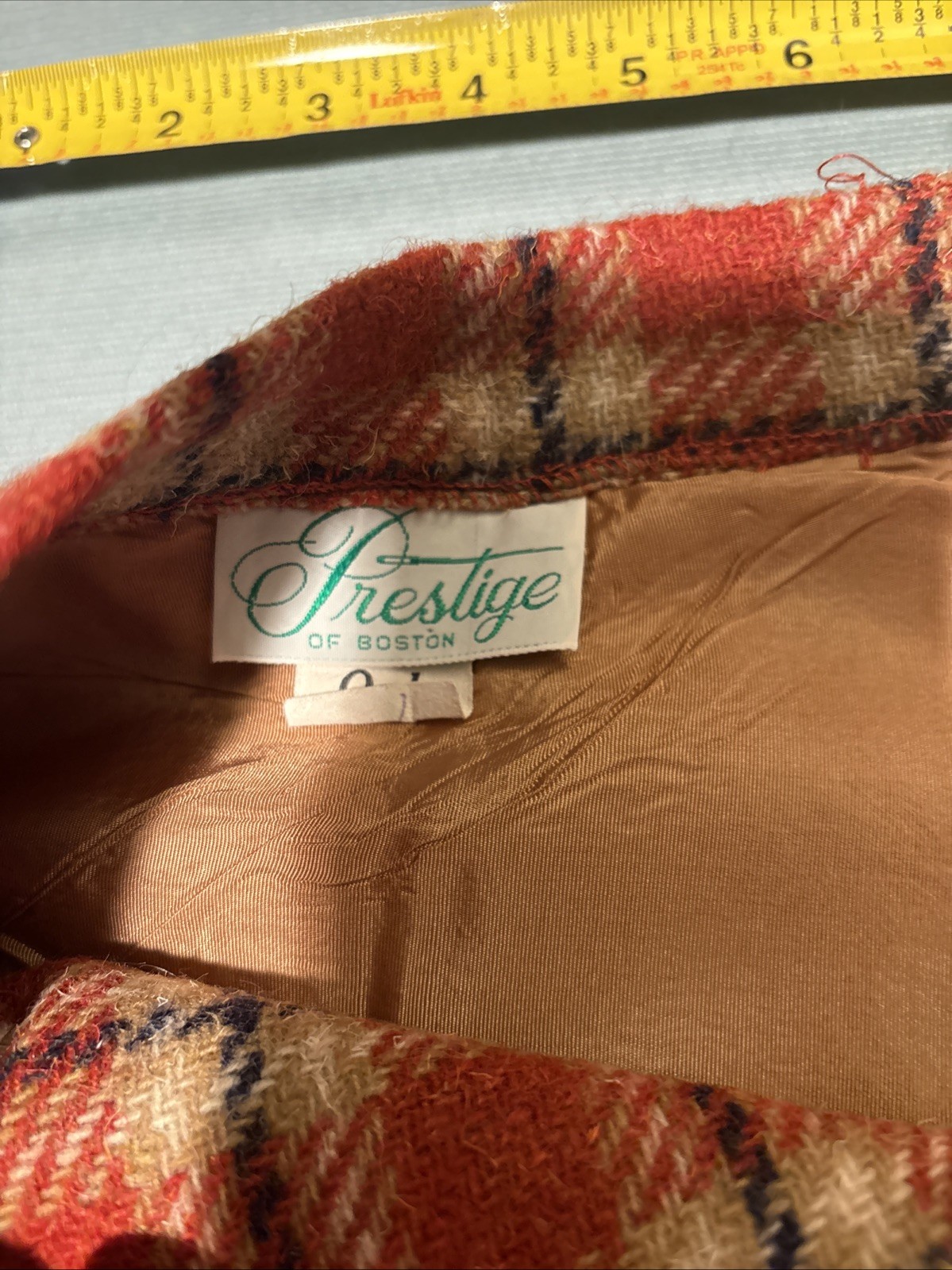 Prestige of Boston Skirt Size 10 Tartan Red Flare Partial Lined Knee Wool