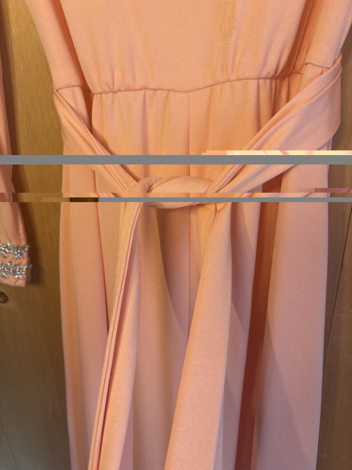 VTG 60-70s Victoria Royal Ltd Blue Beaded Embelished Peach Jumpsuit XS/S FLAWS