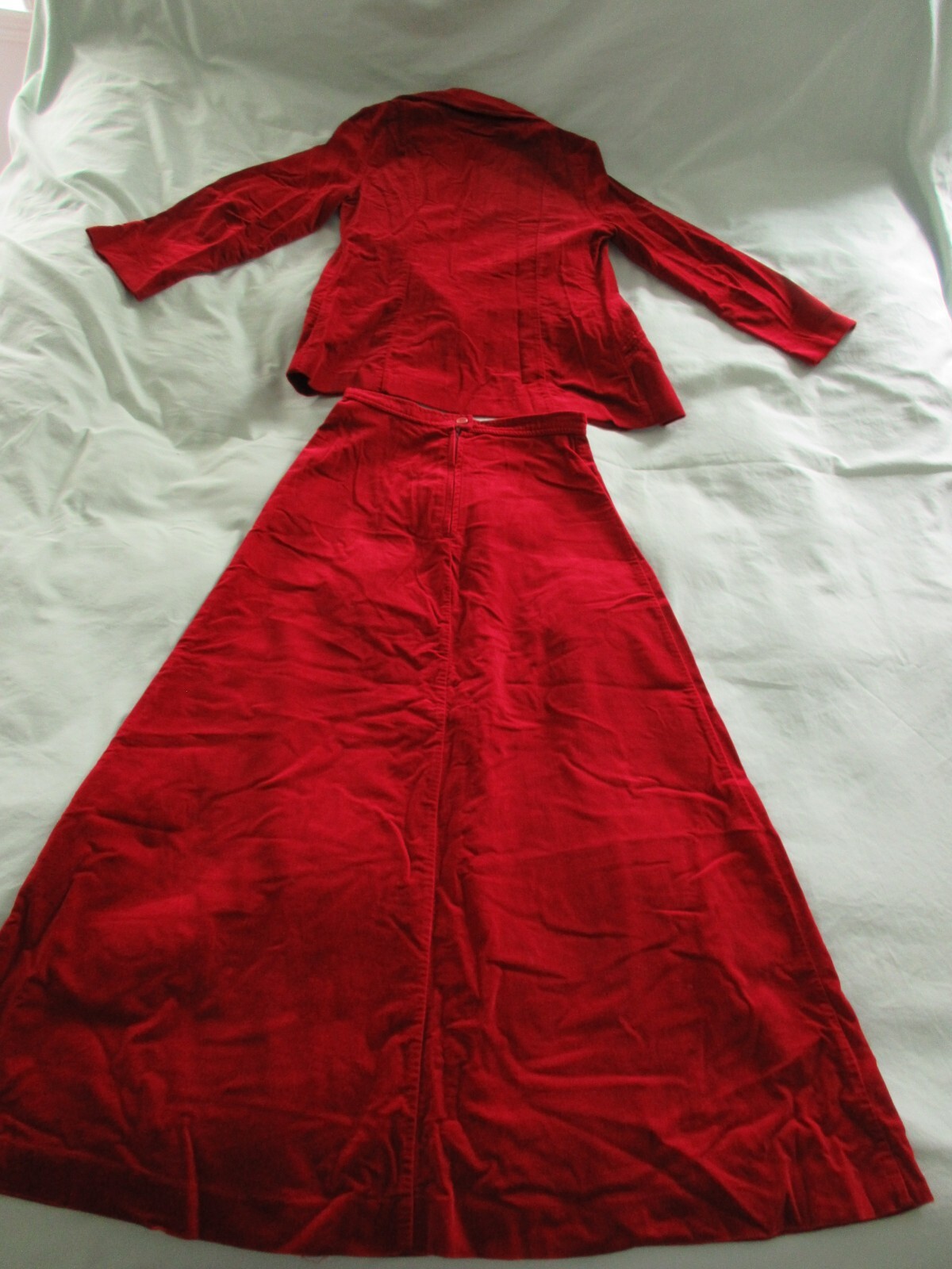 Vintage 90s Y2K Red Velvet Suit Jacket Skirt Long Size 4 / 6 TBL Christmas