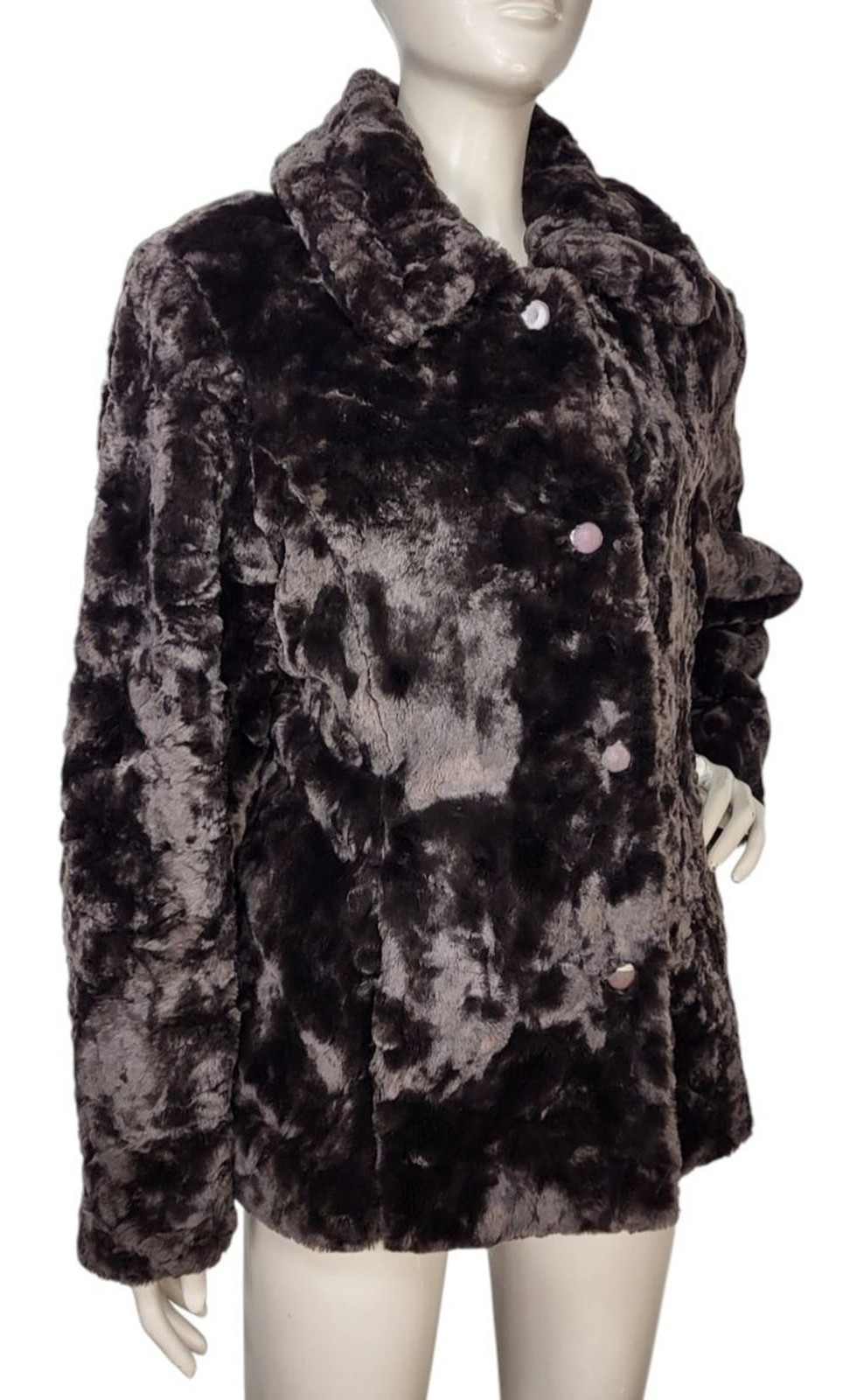 Vintage 90s Y2K Coldwater Creek Faux Fur Teddy Bear Mob Wife Coat Size Small NEW