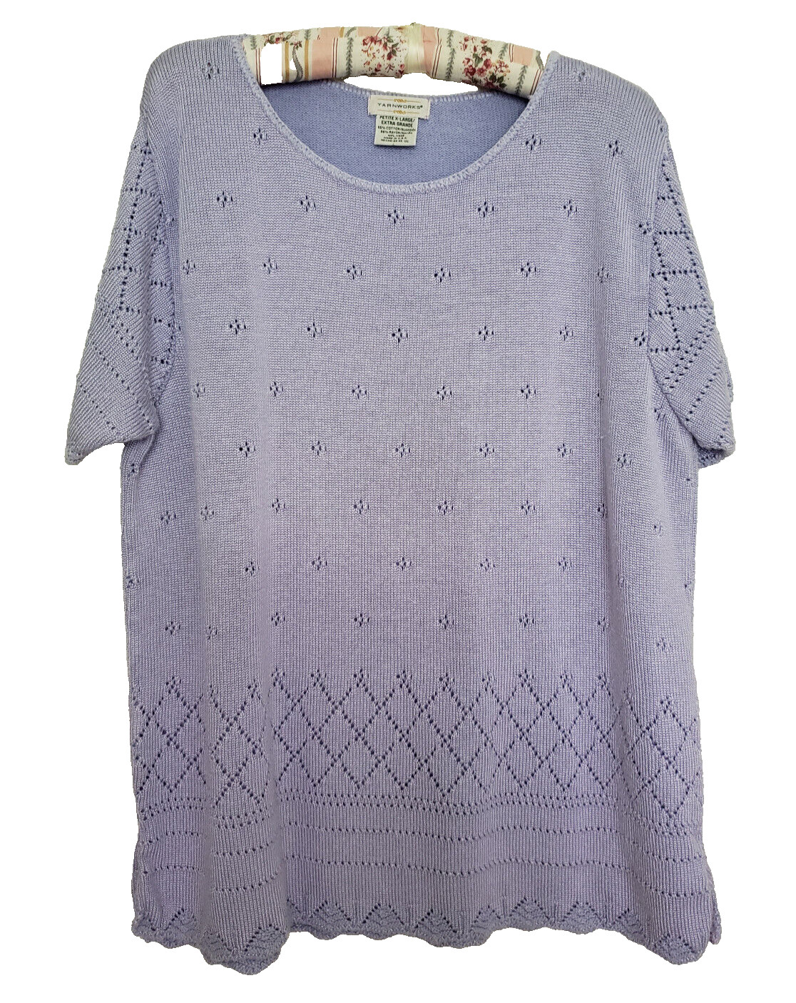 Vintage Yarnworks Sweater Top Women’s XLP Petite Lilac Knit Made in USA