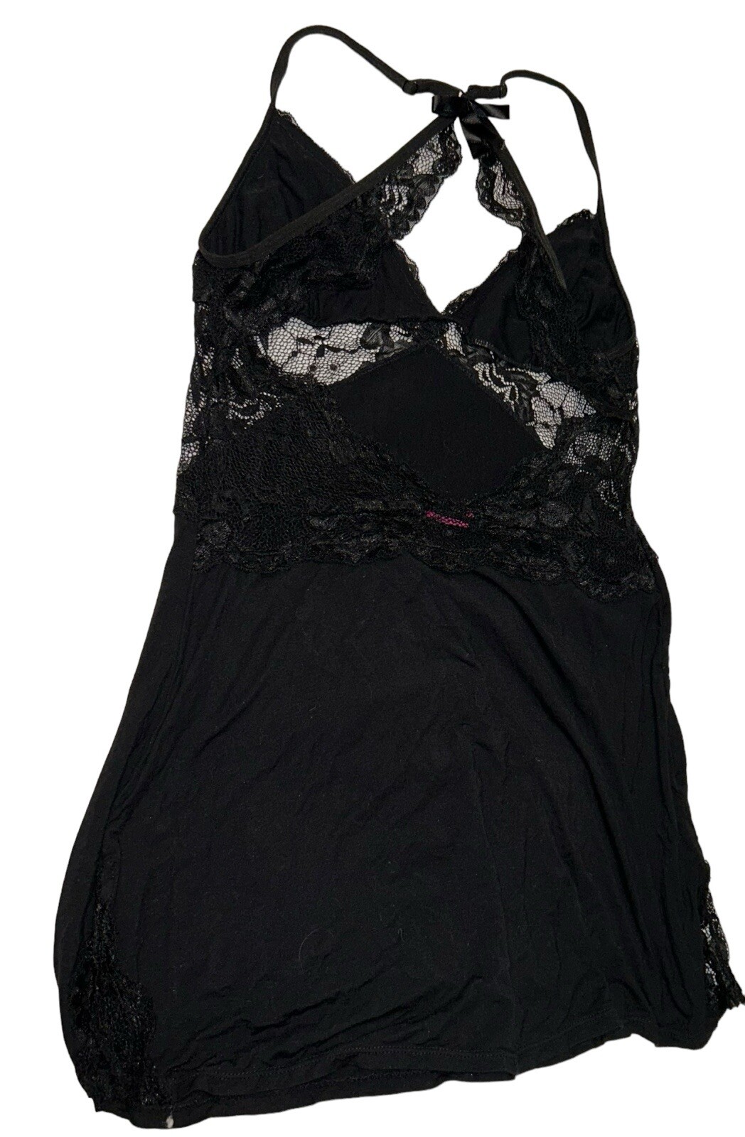 Avidlove Black Silky Sheer Lace Sides Nightie Nightgown Womens S