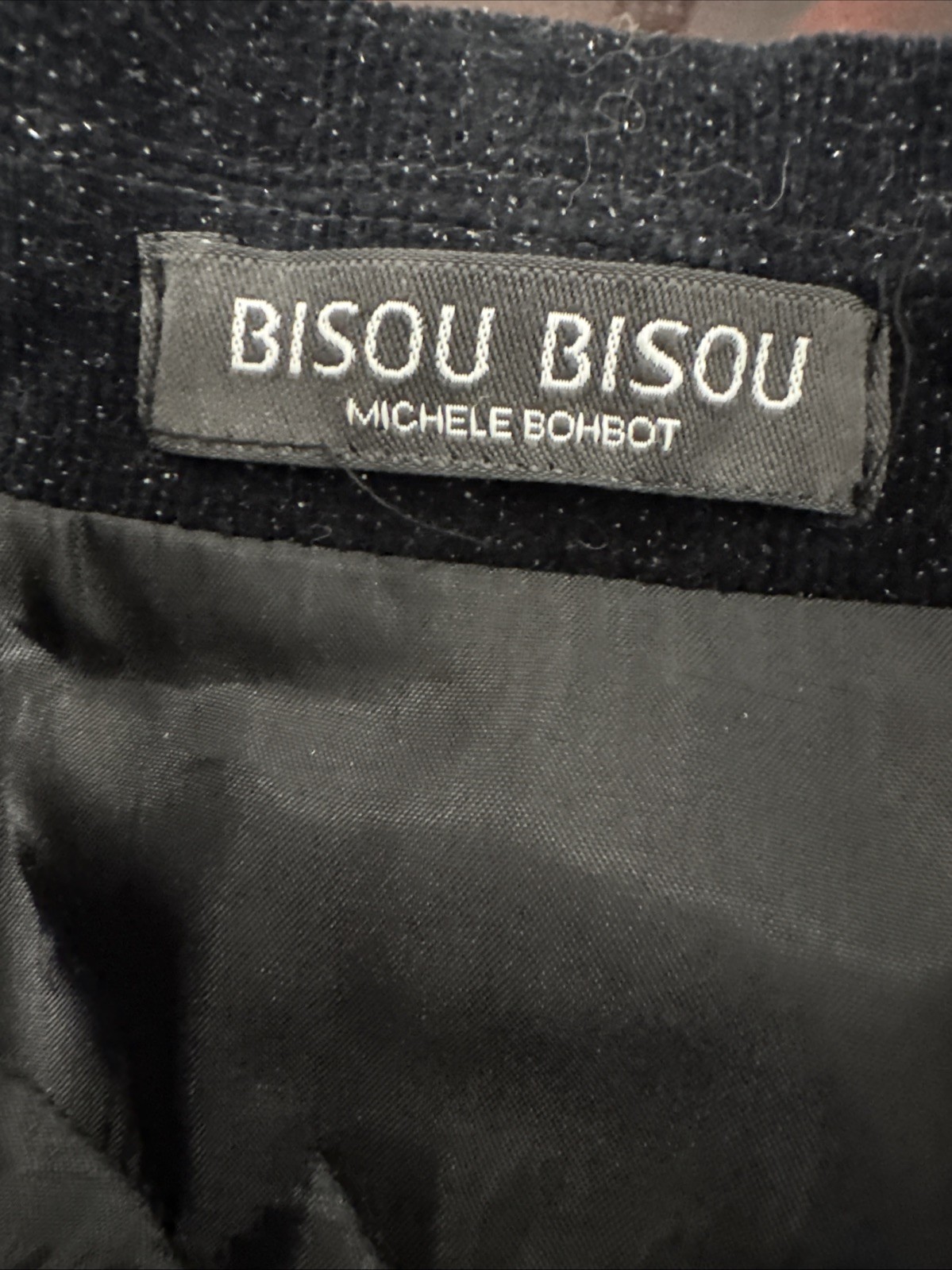VTG Bisou Bisou Western Black Glittery Jacket Blazer Embellished Back Cut Out L