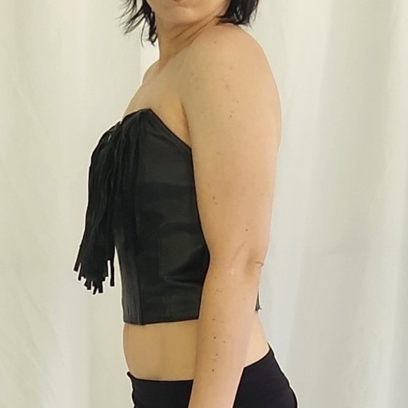 80s/90s Harley Davidson Leather Crop Tube Top