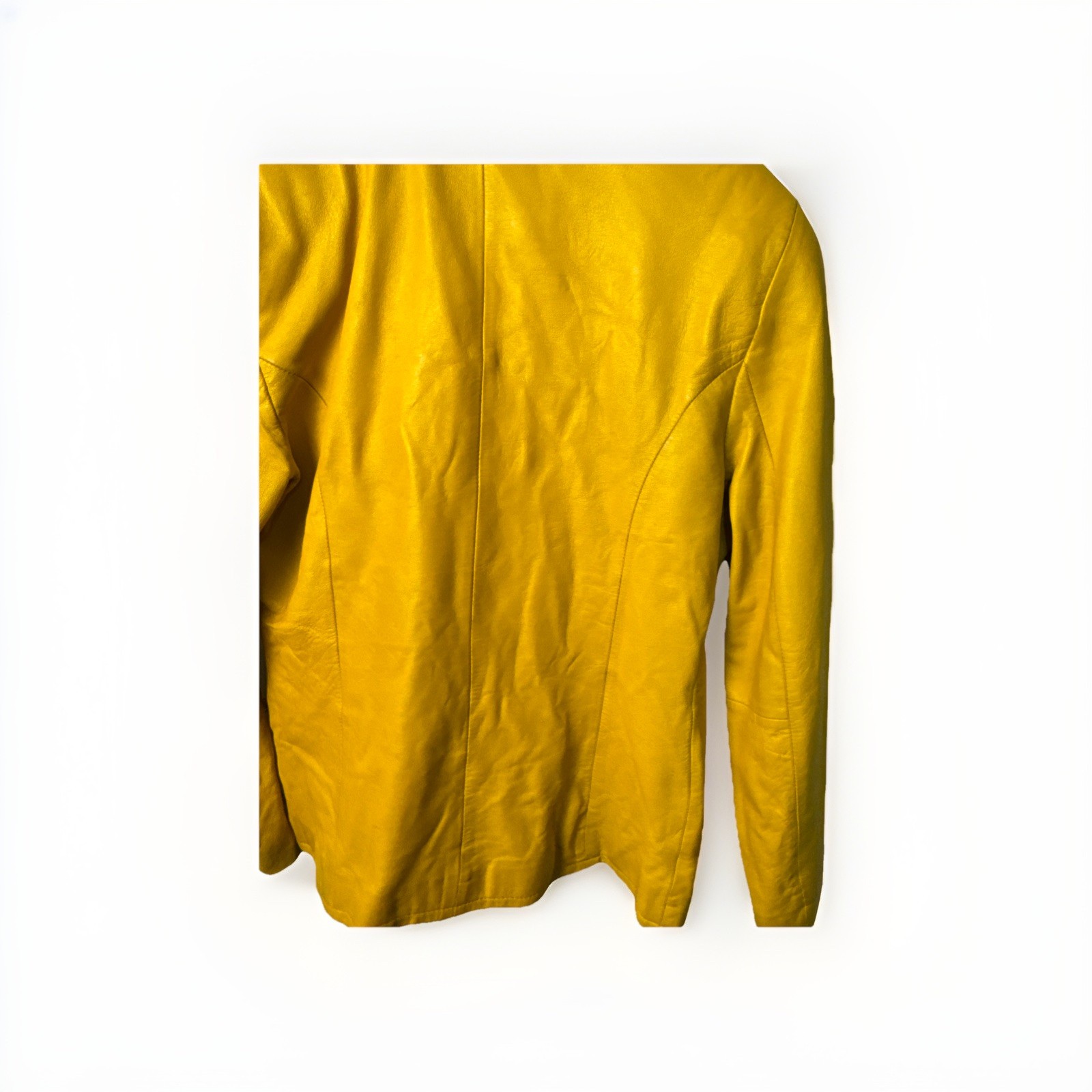 Yellow Lamb Nappa Leather Jacket Evan Davies 6 1980’s Vintage Pre-Owned Pockets