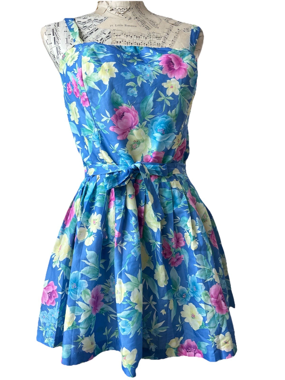 True Vintage 1960s Sea Waves Floral Swim Suit Playsuit Dress Sz 10 2pc & Belt