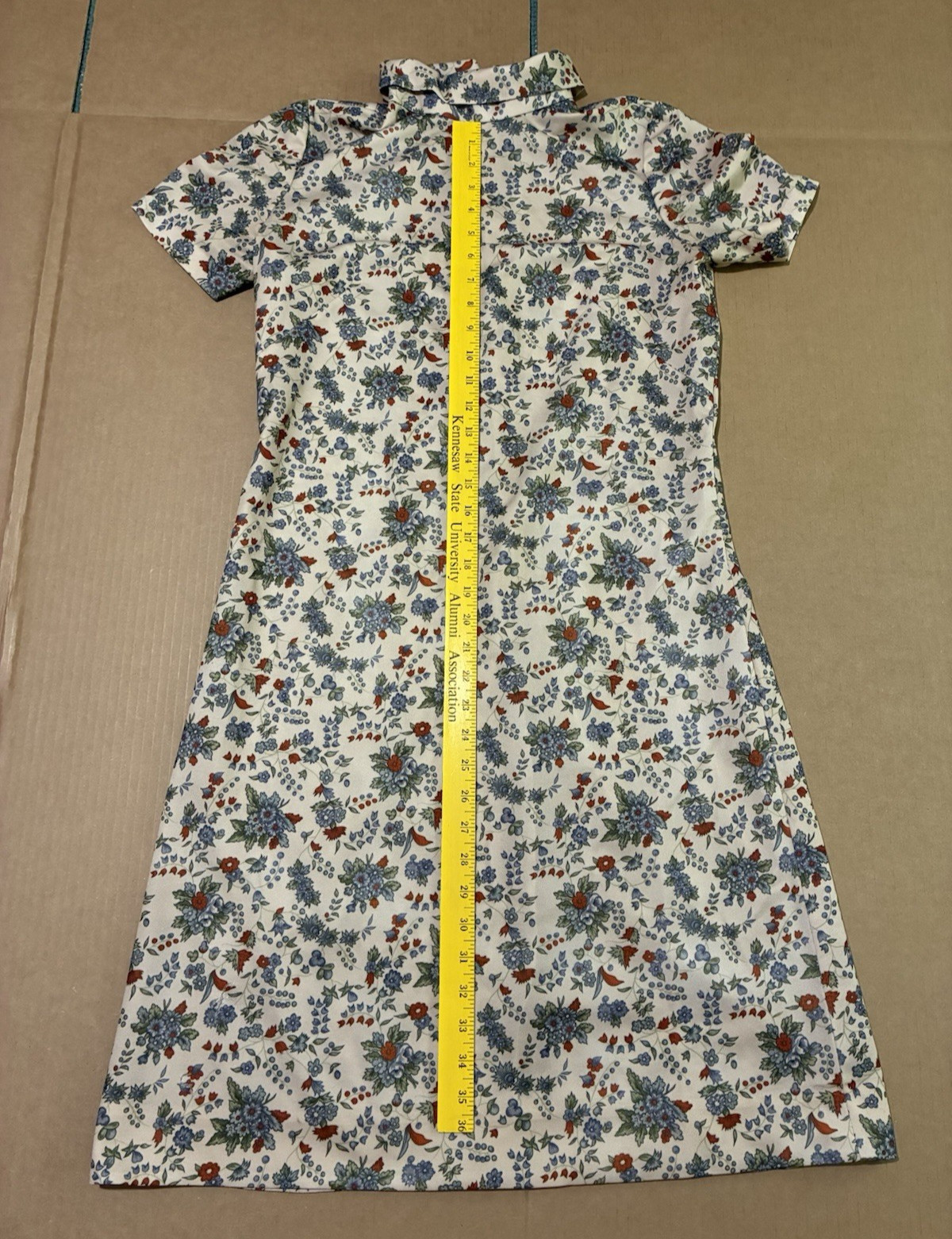 Vintage Handmade Polyester Short Sleeve Dress with Back Zipper