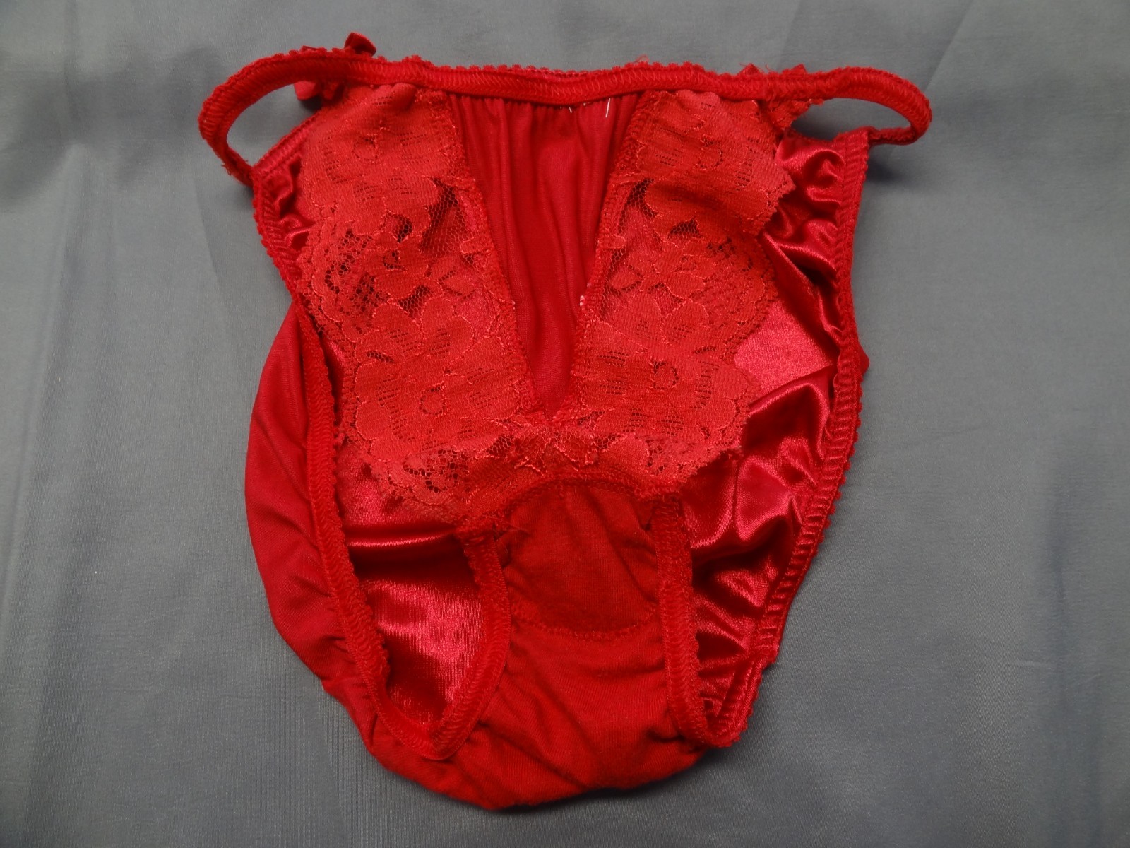 Victoria’s Secret S 5 VTG Satin String Bikini Nylon Stretch Lace 80s Gold Label