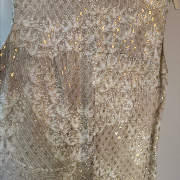 Vintage 1970s gown Gold Lurex Sleeveless gold metallic dot detail – Size Small?