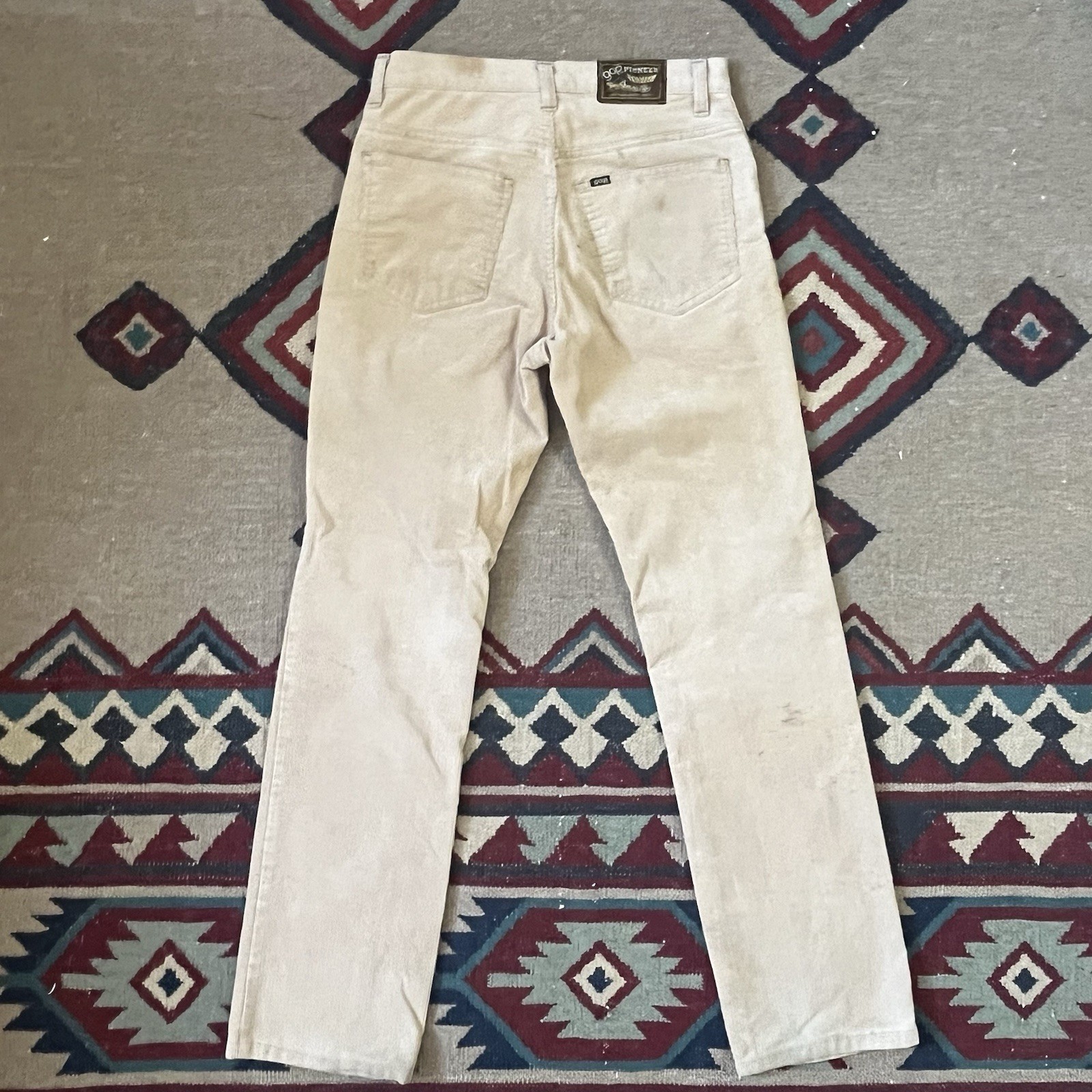 Vintage 80s Gap Pioneer Corduroy Pants Womens 28×30 Beige Distressed Cords