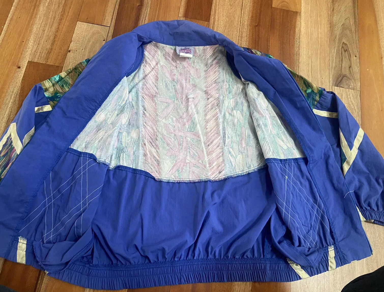 VINTAGE 80s 90s SOUTHERN STITCHES AND MORE TRACK JACKET SAVED BY BELL USA MADE