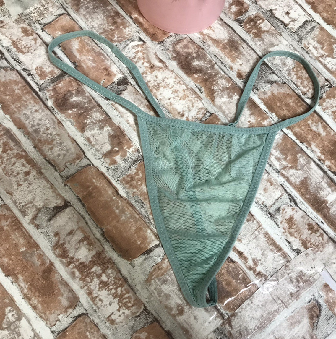 Mesh Sz X-Large Green Thong String Panties Underwear Strappy Underwear