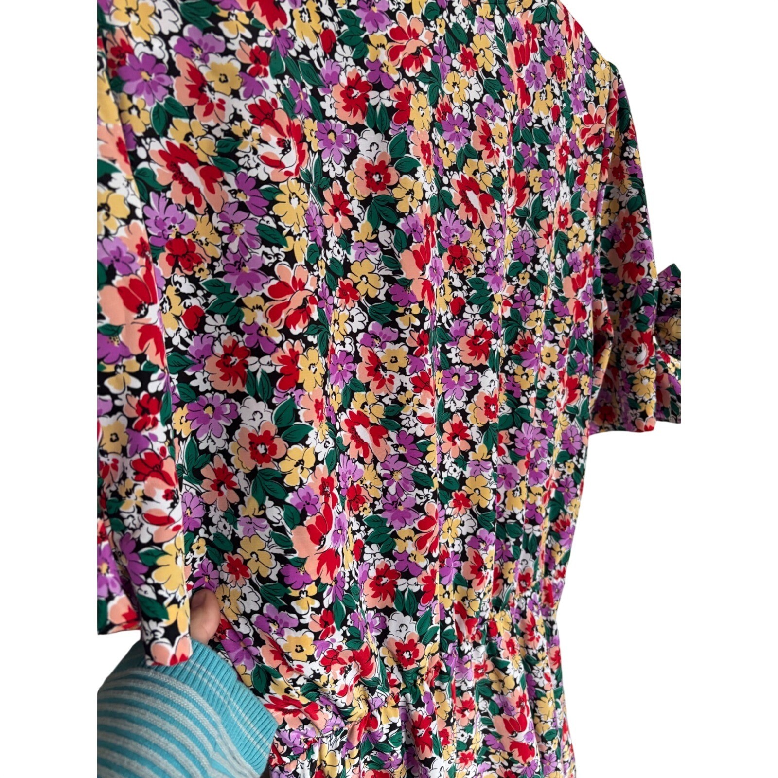 Impromptu Vintage Floral Button cottagecore Midi Dress Short Ruffle bow Sleeve