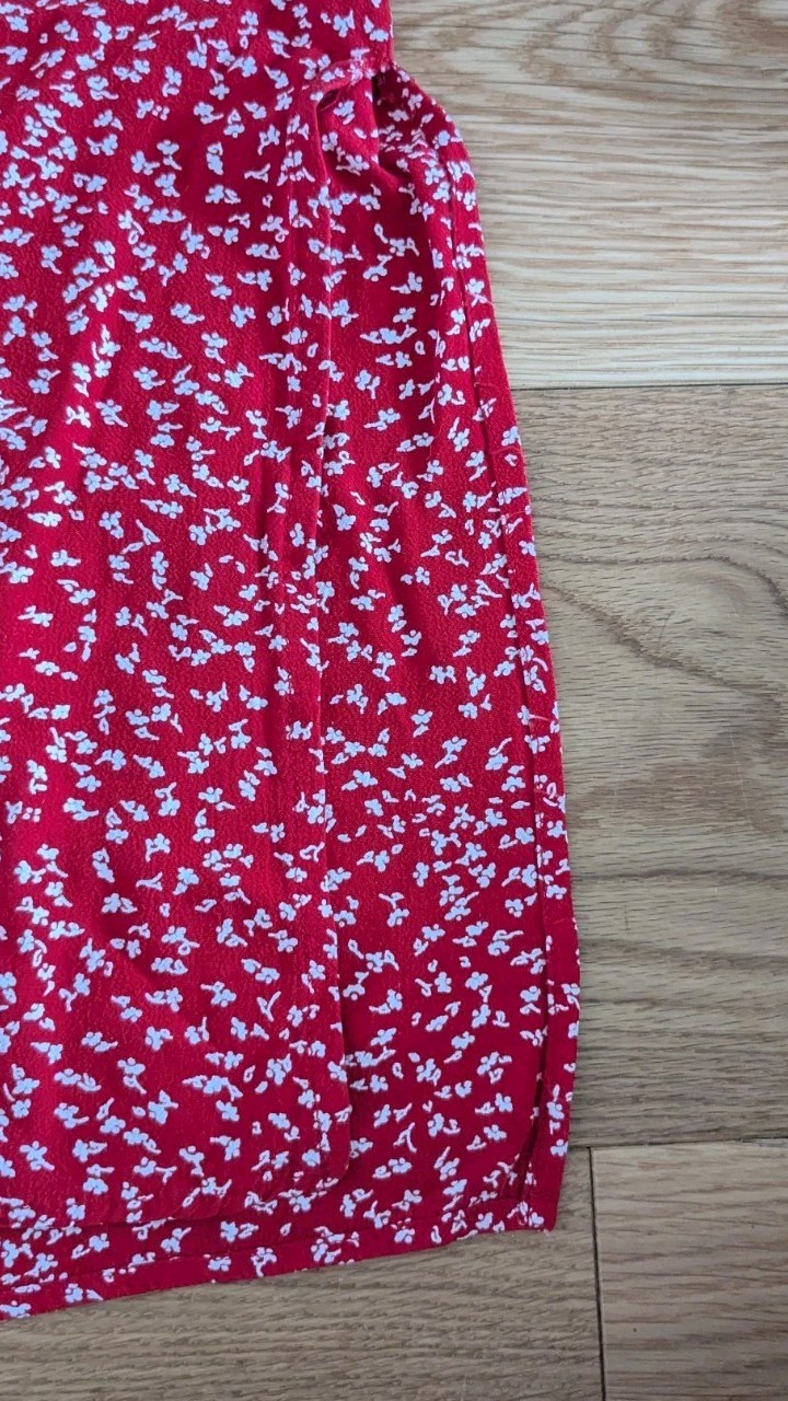 Vintage Carol Anderson Cottagecore Red Floral Dress Small Rayon Made In USA