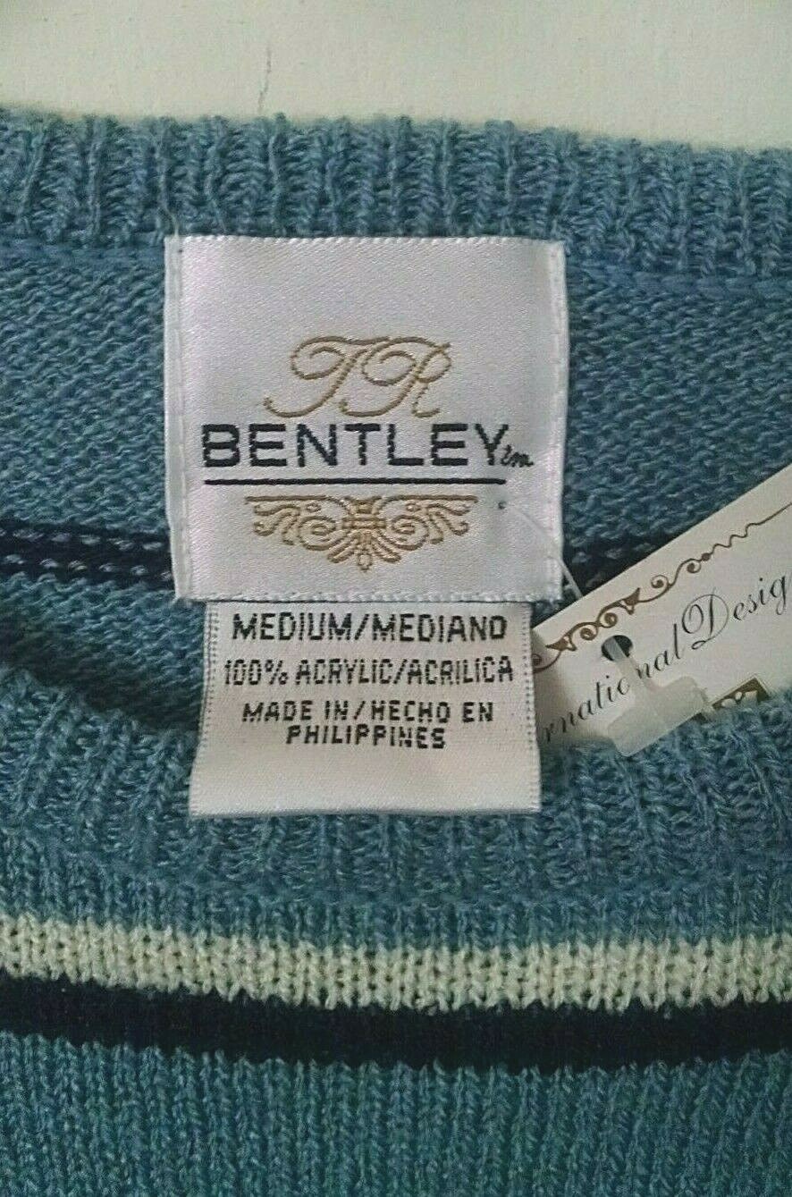 Women’s Vintage TR Bentley SS Strip Knit Sweater Sz M 100% Acrylic Made USA
