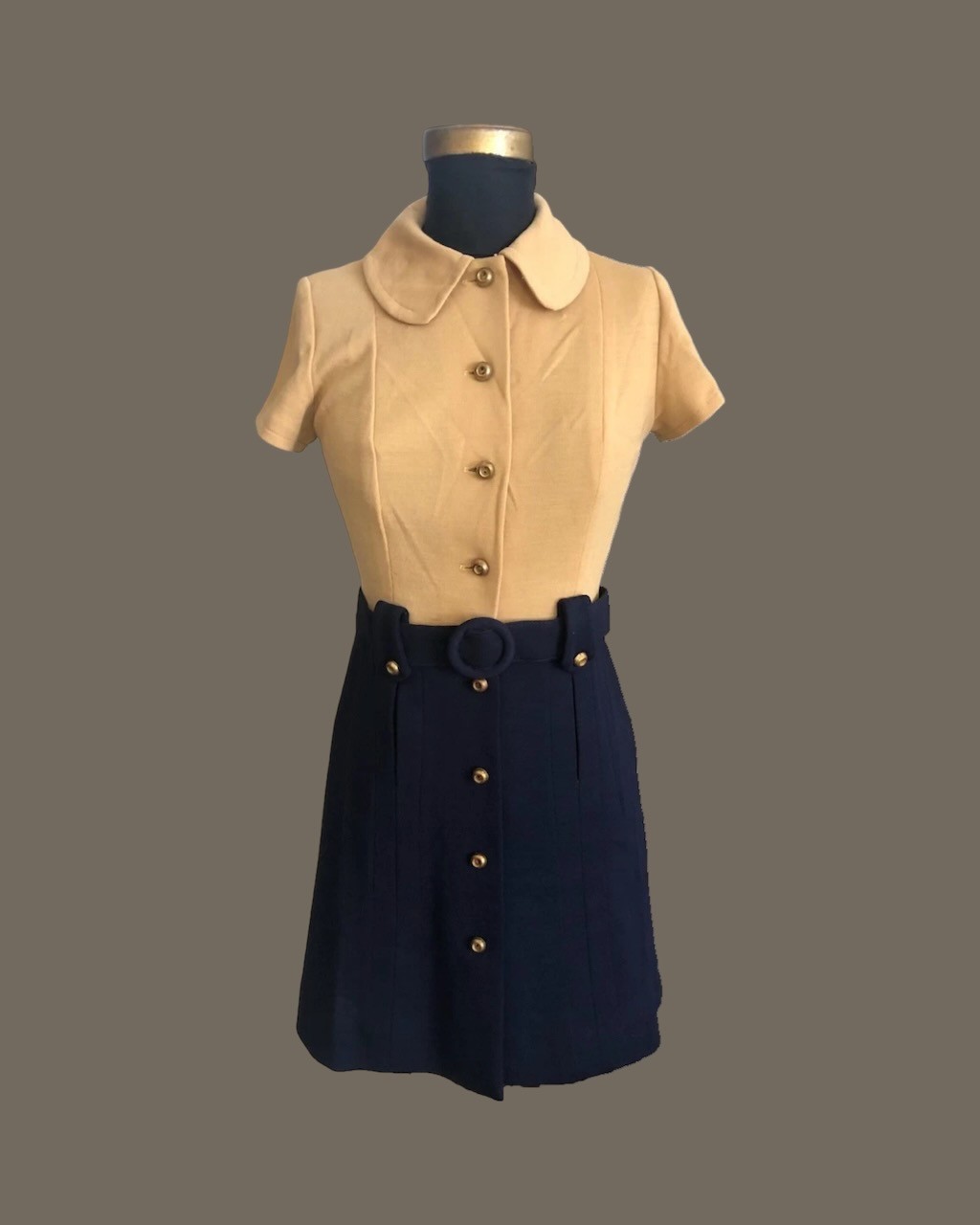 Vintage Joseph Magnin Collection Schoolgirl Dress Retro Short Sleeve 70s XS