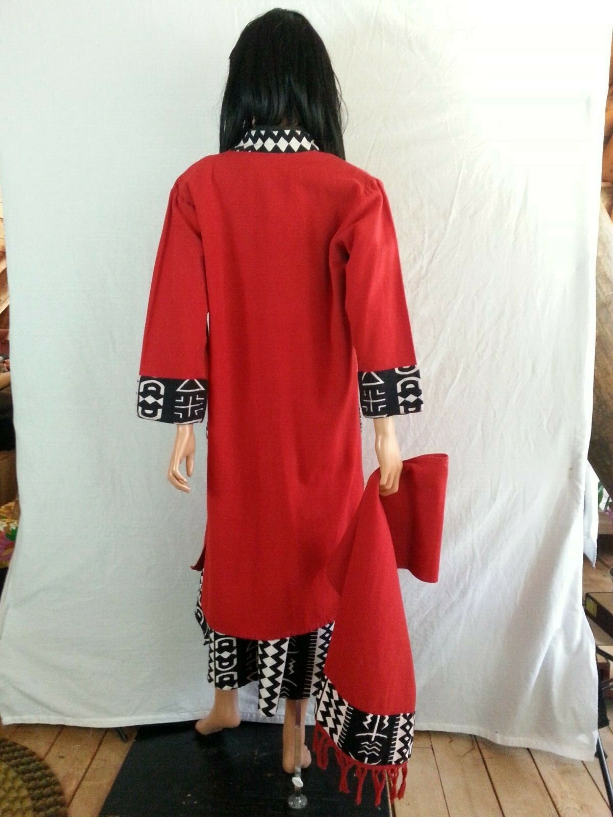 Pegasus Fashion 3 PC Dress Suit Coat Shawl Red Black White Ethic 1 SZ REG to L