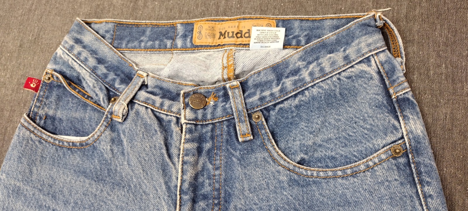 Mudd Jeans 90s Blue Denim Wide Bell Bottoms Waist 26 inch Epic SIDE SLIT