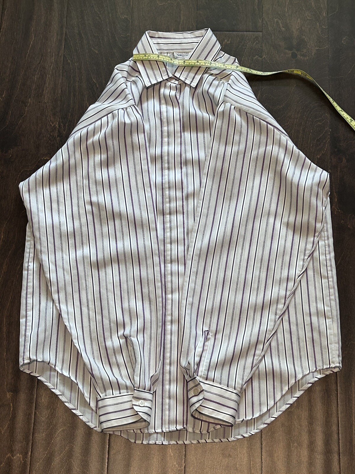 Vtg 80s Women’s Cobble Lane Shirtmakers Purples & Whites Stripes button shirt 12