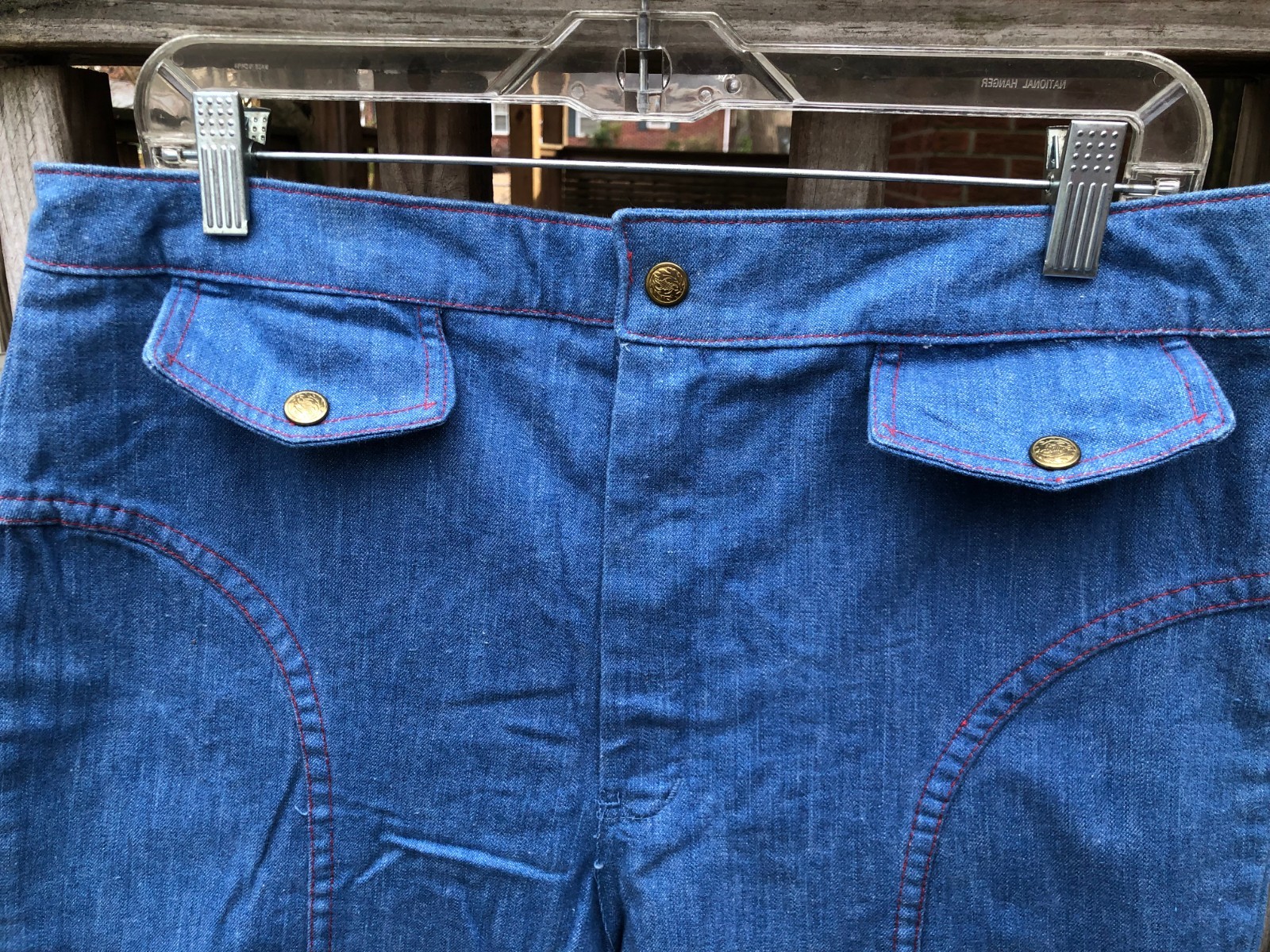 VINTAGE 70s SEARS ROEBUCK &CO HIGH WAIST WIDE LEG CREASED JEANS size 20
