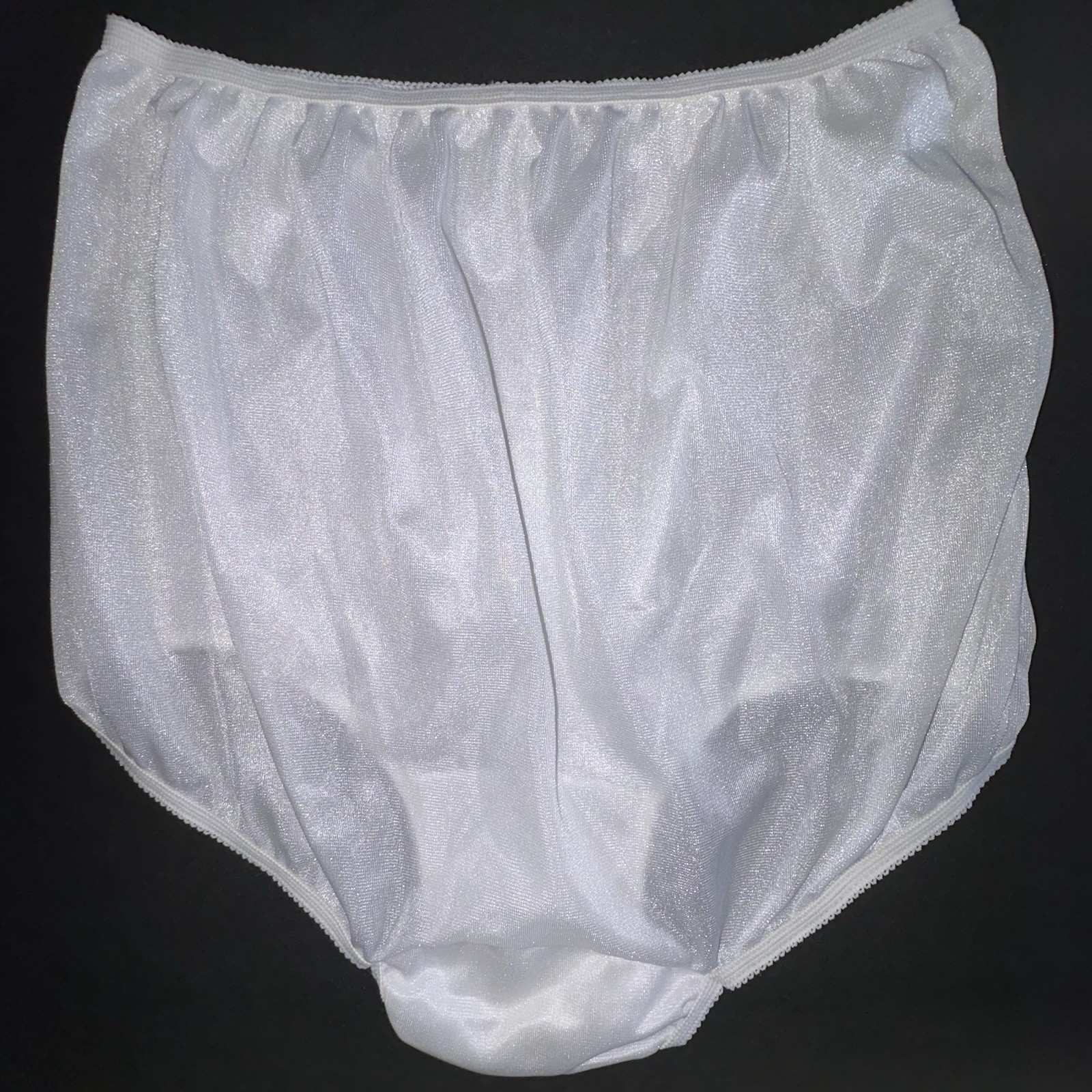 Vintage Sears White Nylon Granny Panties Briefs Size 6 Medium Cotton Gusset