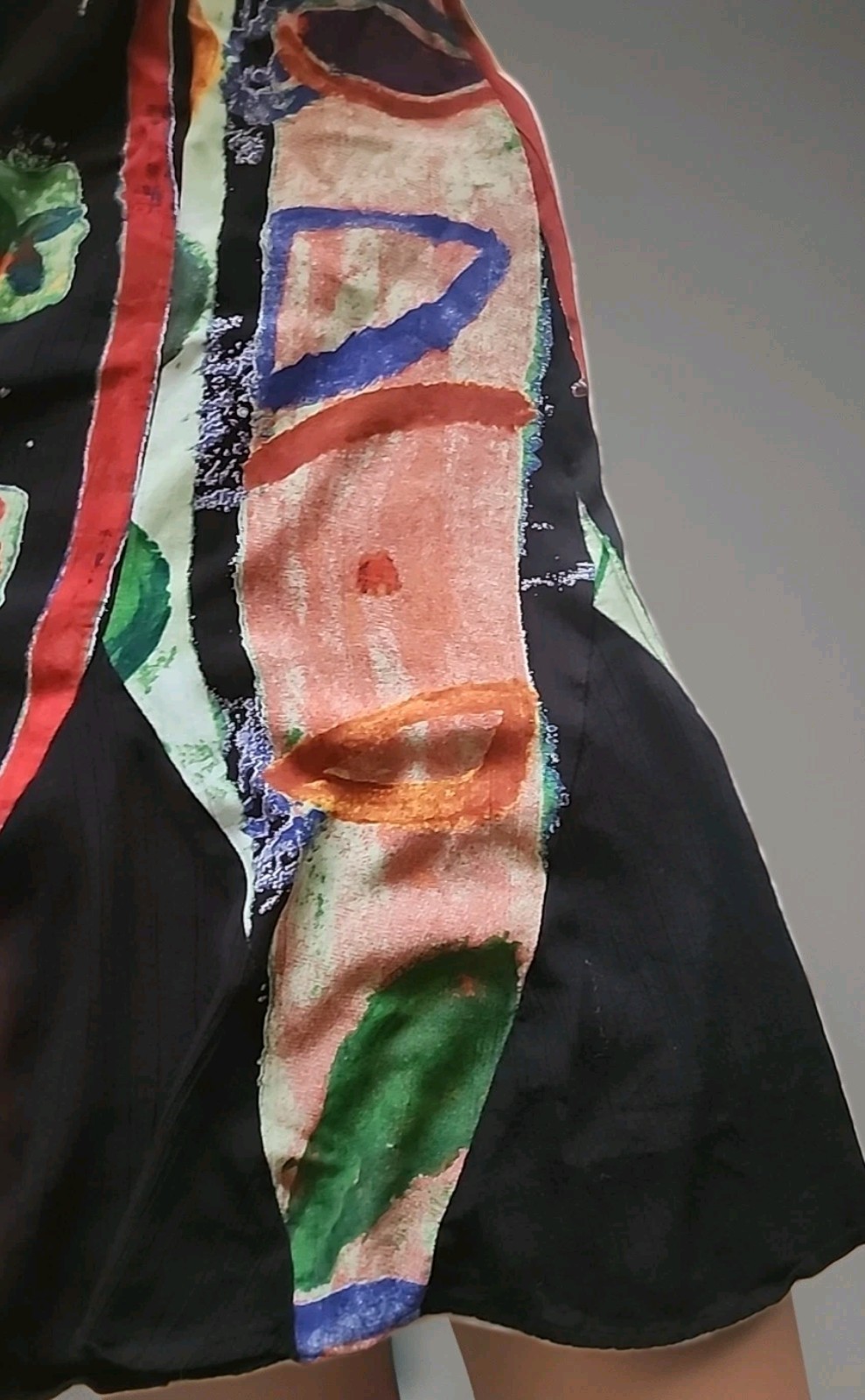 Vintage Art To Wear Carole Little 1X Lagenlook Midi Skirt Abstract W=34″ H= 52″