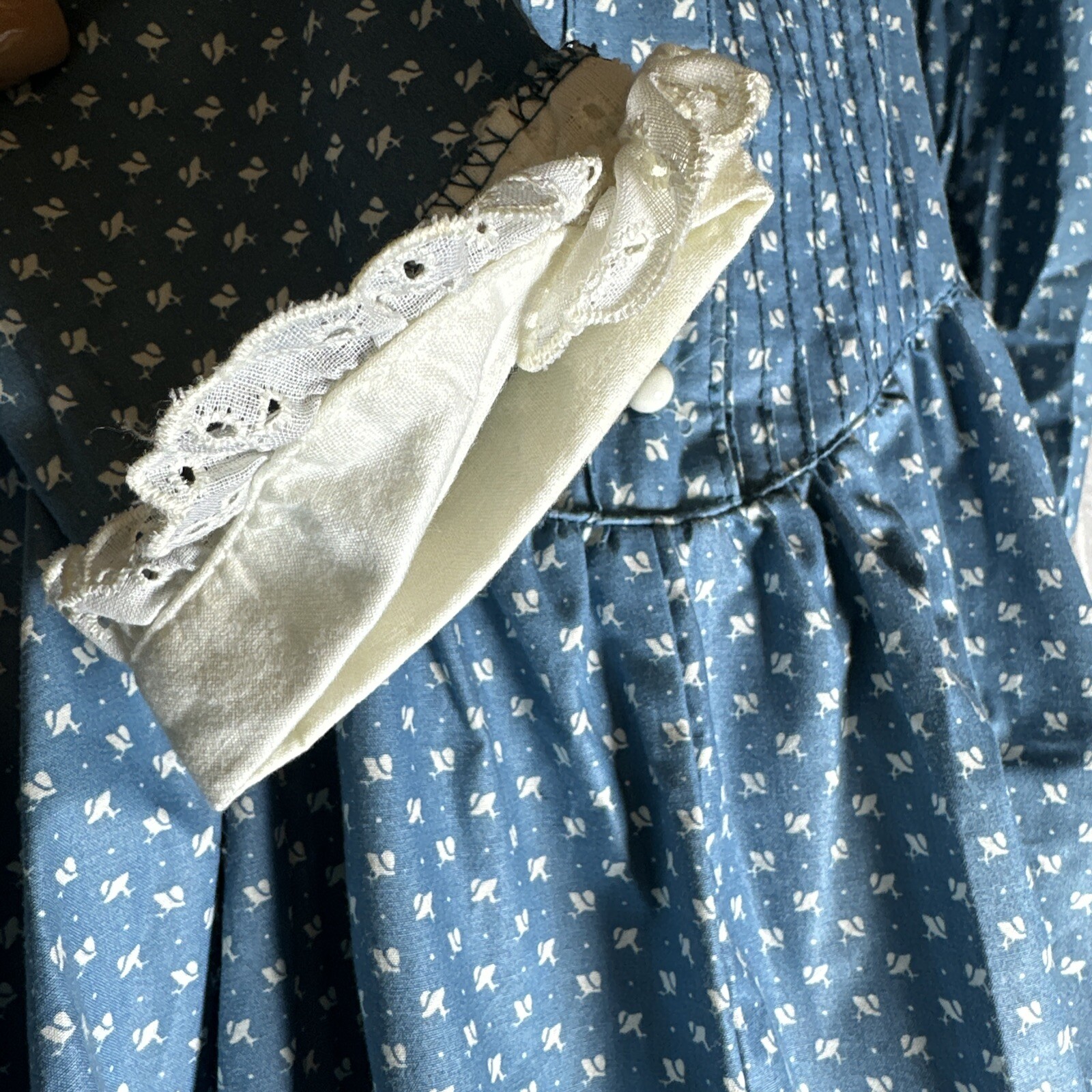 Old Vtg 1970’s s Amish Womans Dress Blue Cotton Nice 47” Long