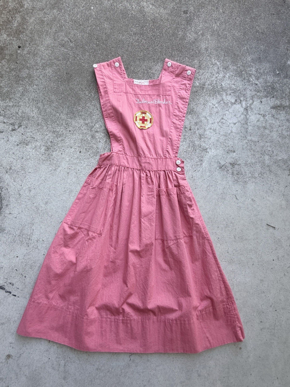 Vintage WWII 1940s RARE PINK American Red Cross Volunteer Nurse Dress Size 32