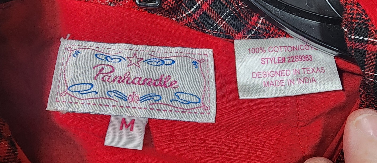 Western Shirt by Panhandle Slim Retro Vintage Red Crystals Black Texas Womens M