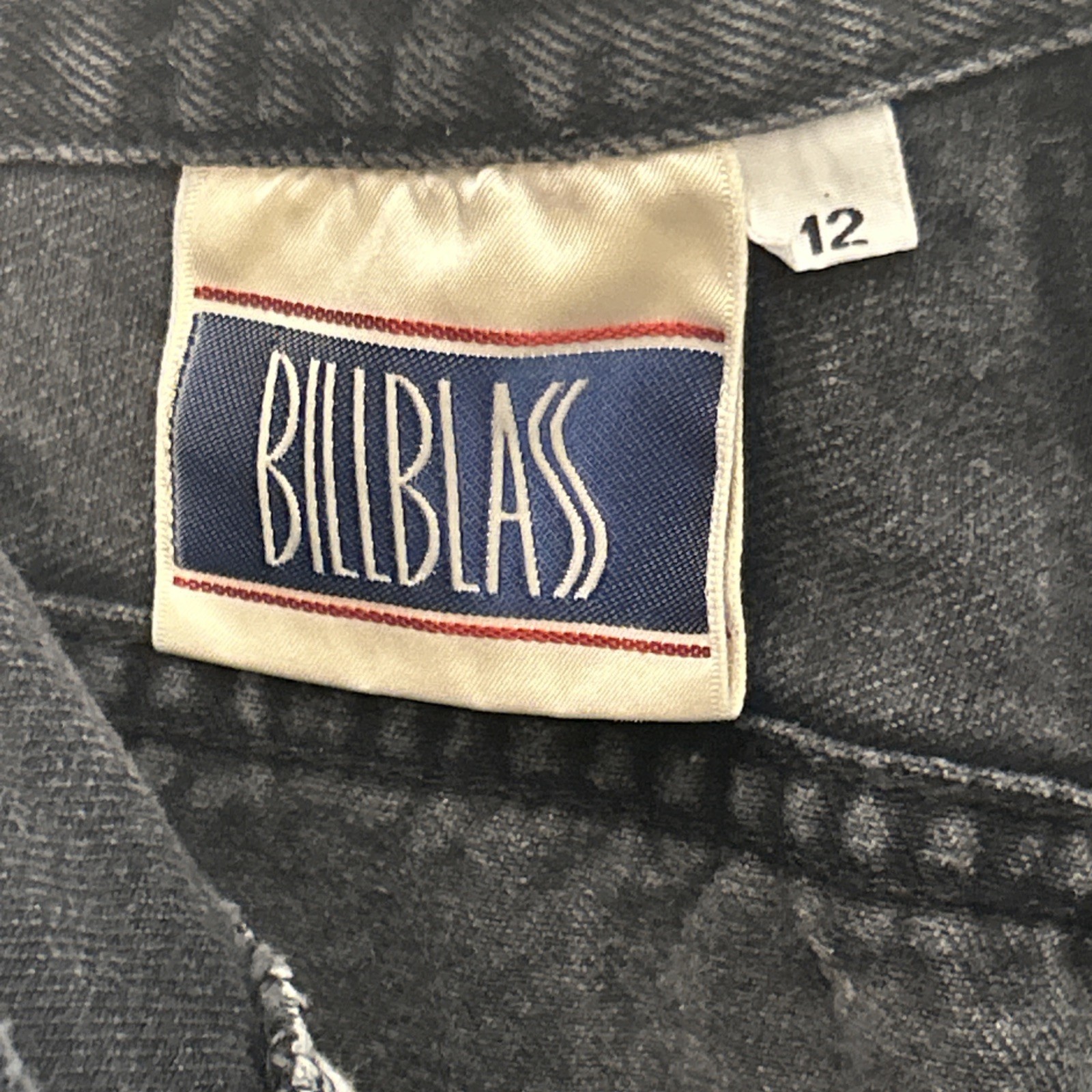 Vtg Bill Blass Pleated Jeans Womens 12 Faded Black Flat Back Cotton Hong Kong