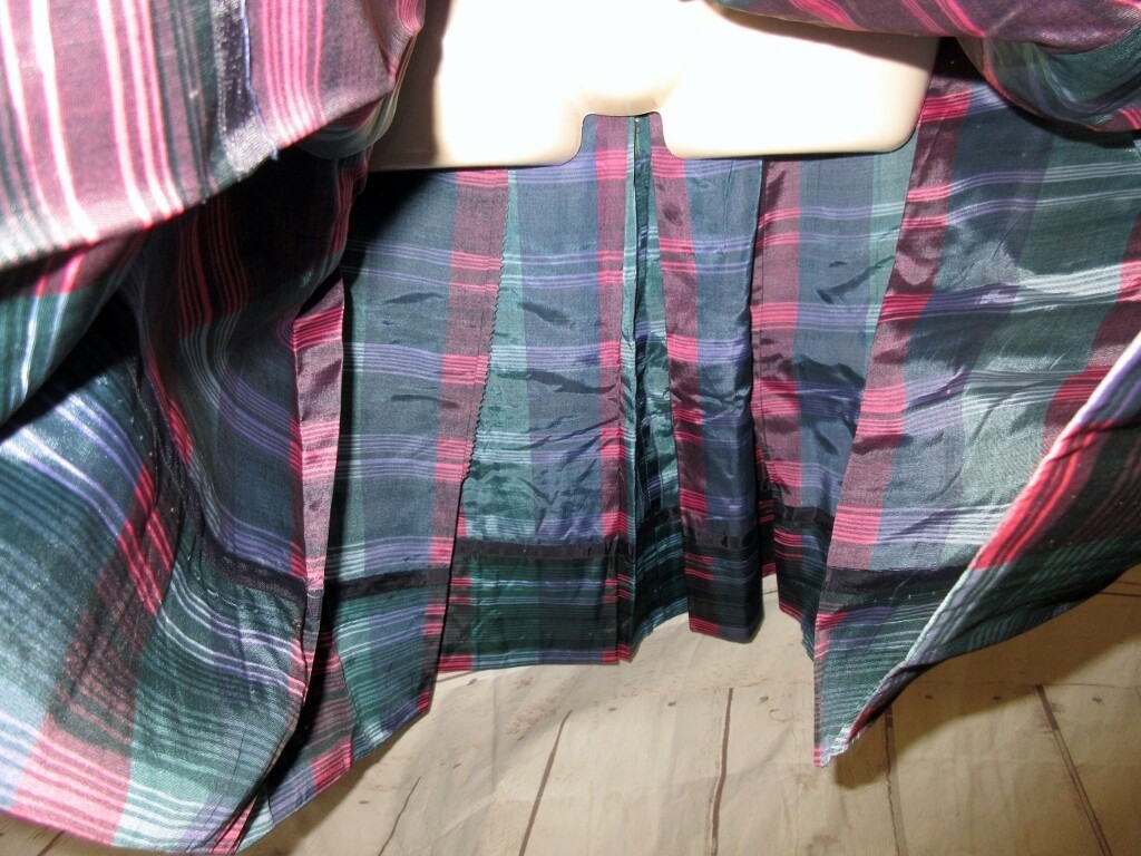 VTG 50’s Jonathan Logan Dress Rockabilly Satin Stripe Pleated 11 32/24/36 Plaid