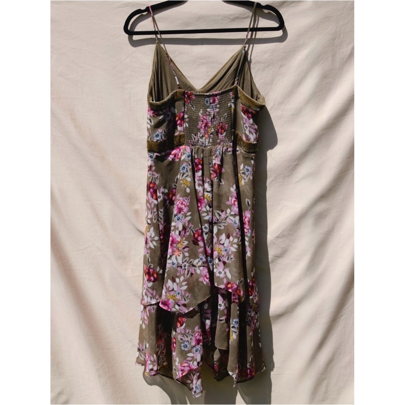 WHBM Y2K Babydoll Floral Asym Handkerchief Hem Sheer Velvet Trim Fairy Grunge 8