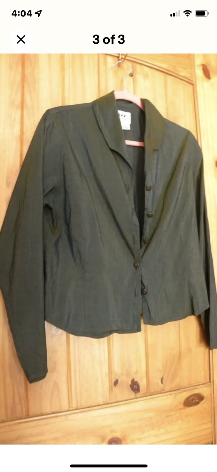 vintage 90s jacket FLAX by Jeanne Engelhart olive silk iridescent lagenlook top