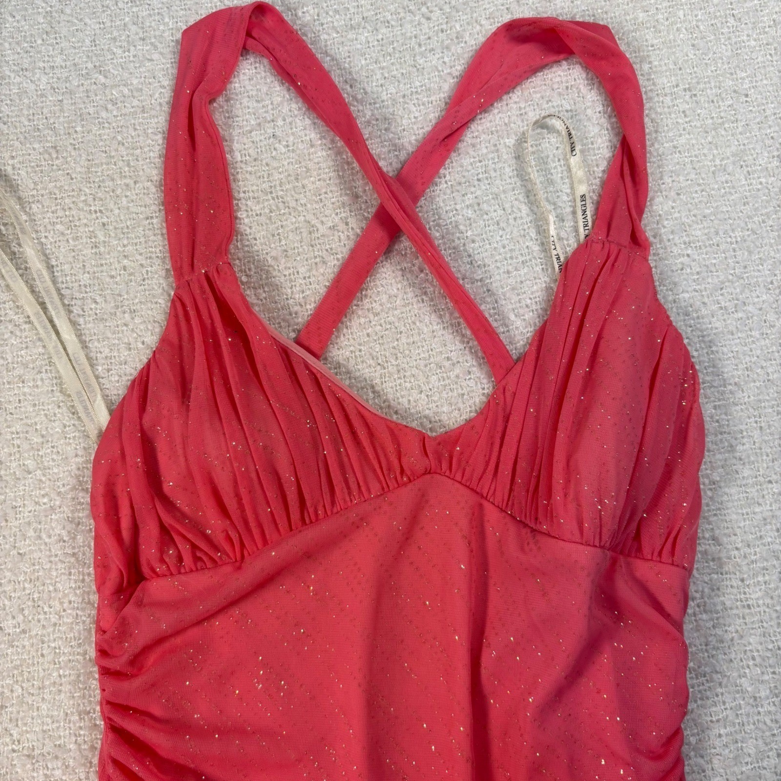 VTG city triangles hot pink glitter prom maxi formal dress y2k coquette dainty