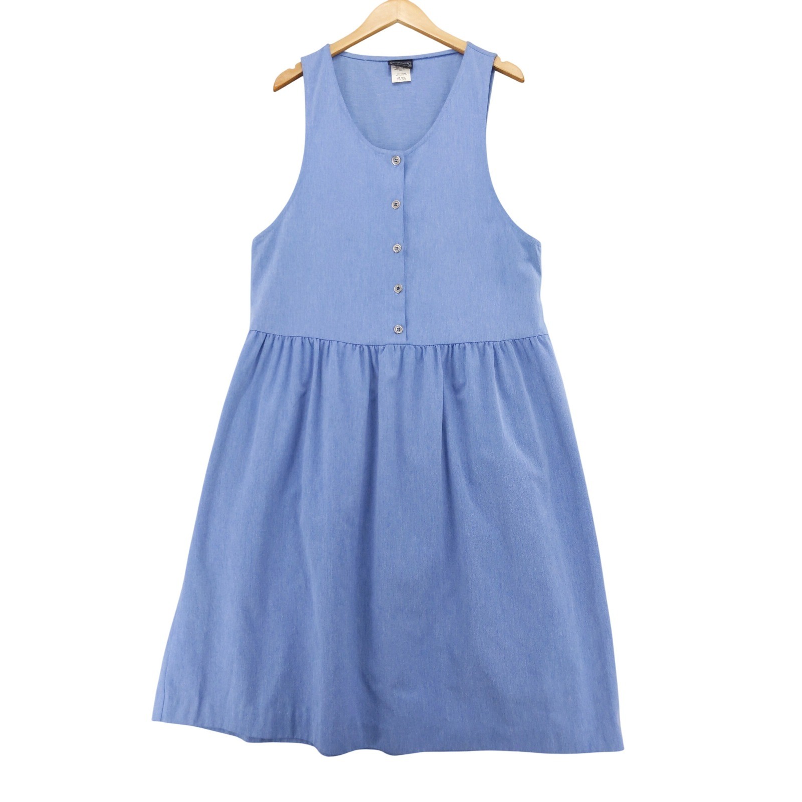BonWorth Jumper Dress Womens Large Blue Vintage 80s 90s Button Front Sleeveless