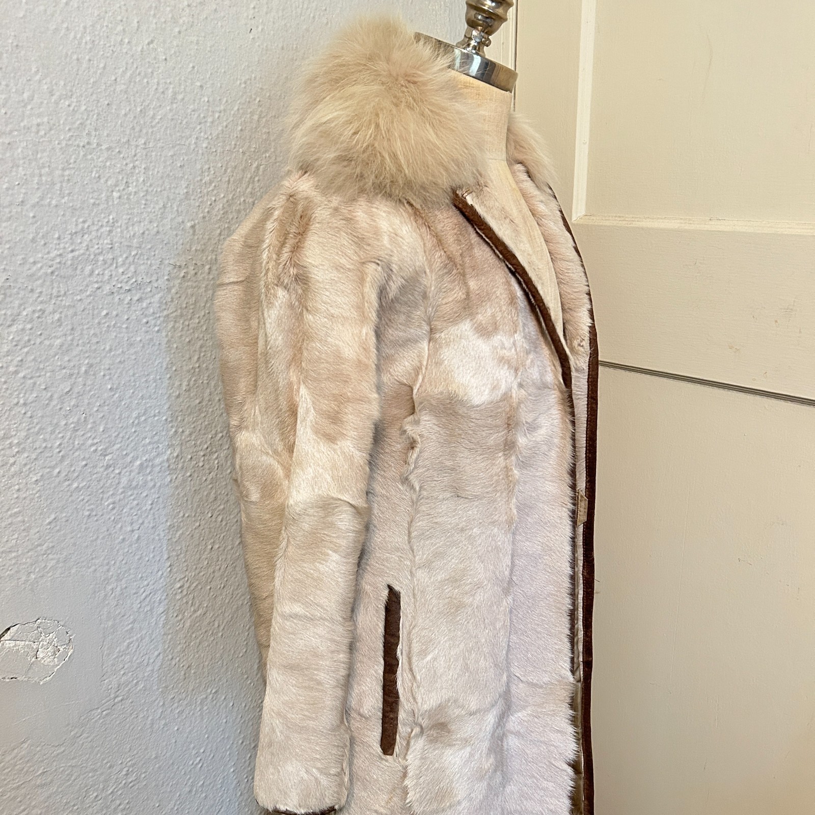 READ Vtg 70s Womens Small Medium Cream Full Length Pony Hair Fur Penny Lane