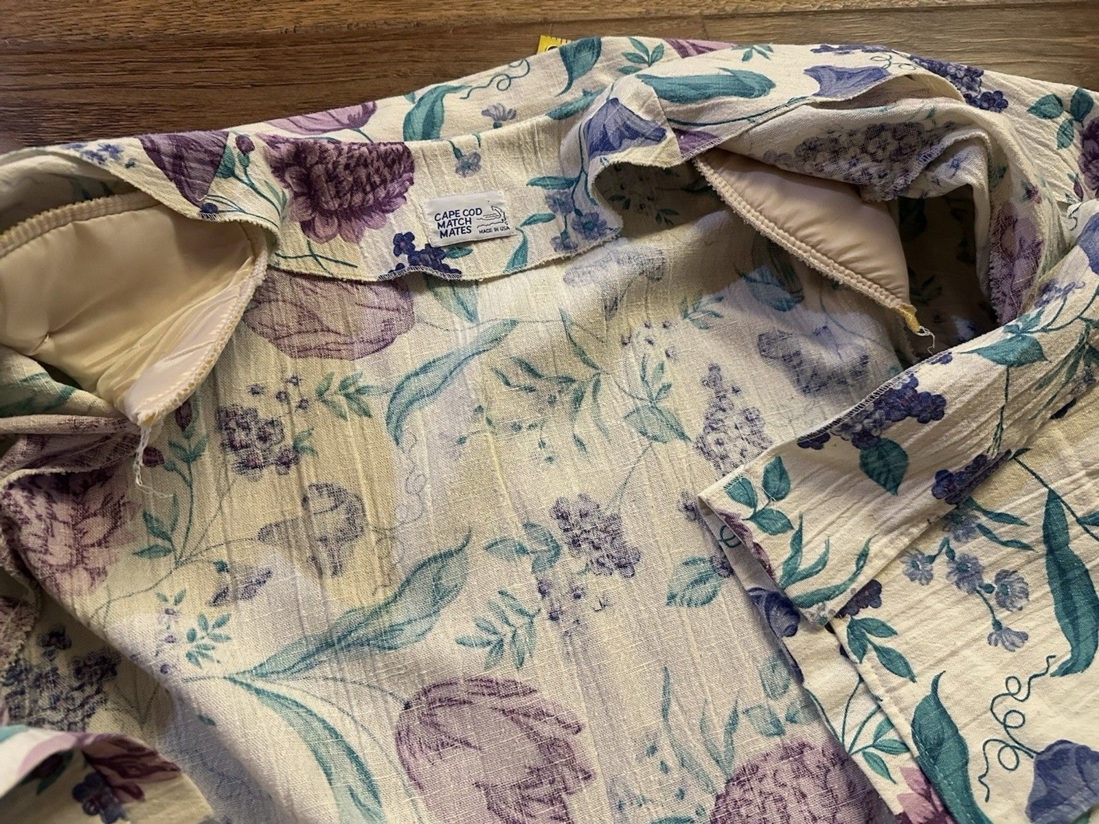 Vintage Cape Cod Match Mates Floral Cotton Blazer Jacket Women’s L Cottagecore