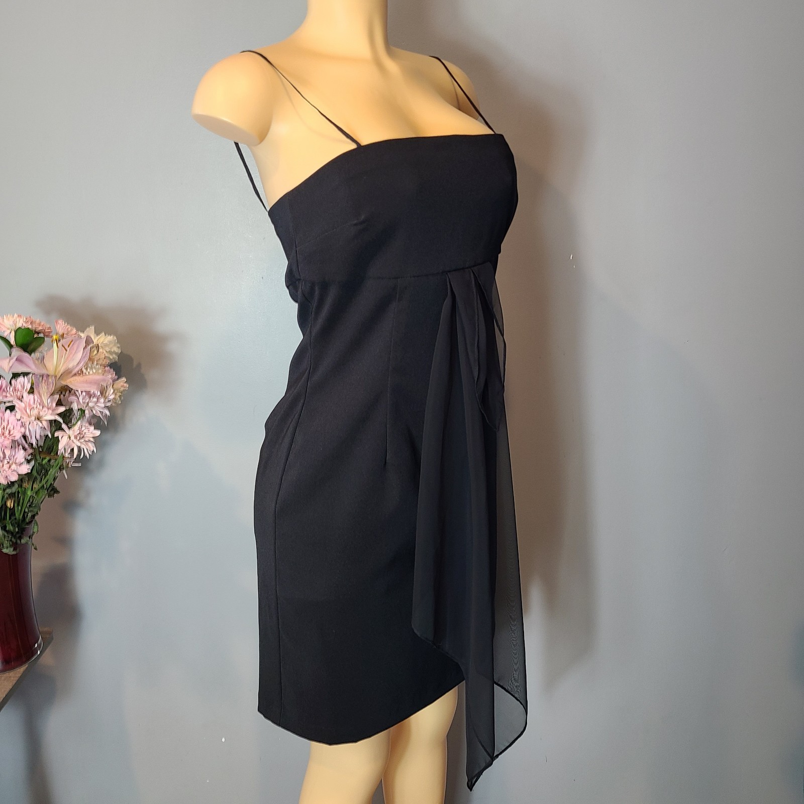 Vtg 90s Y2K Fairy Babydoll Dress Sz 10 Black Whimsigoth Wedding Guest Grad